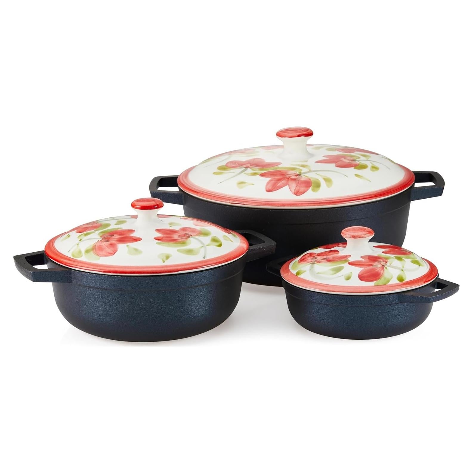 Set de Calderos IMUSA 6 Piezas Aluminio Antiadherente 14-18-24cm