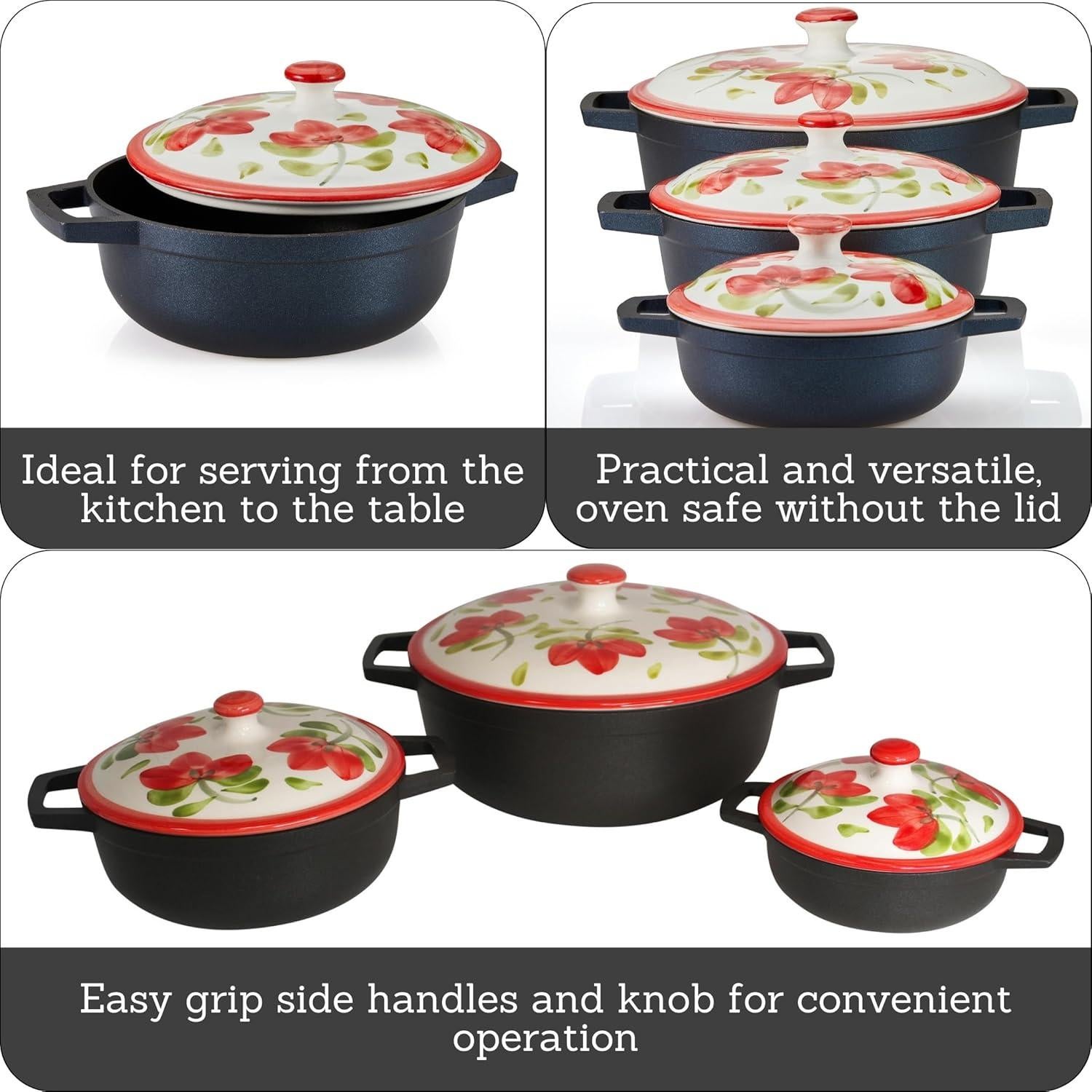 Set de Calderos IMUSA 6 Piezas Aluminio Antiadherente 14-18-24cm