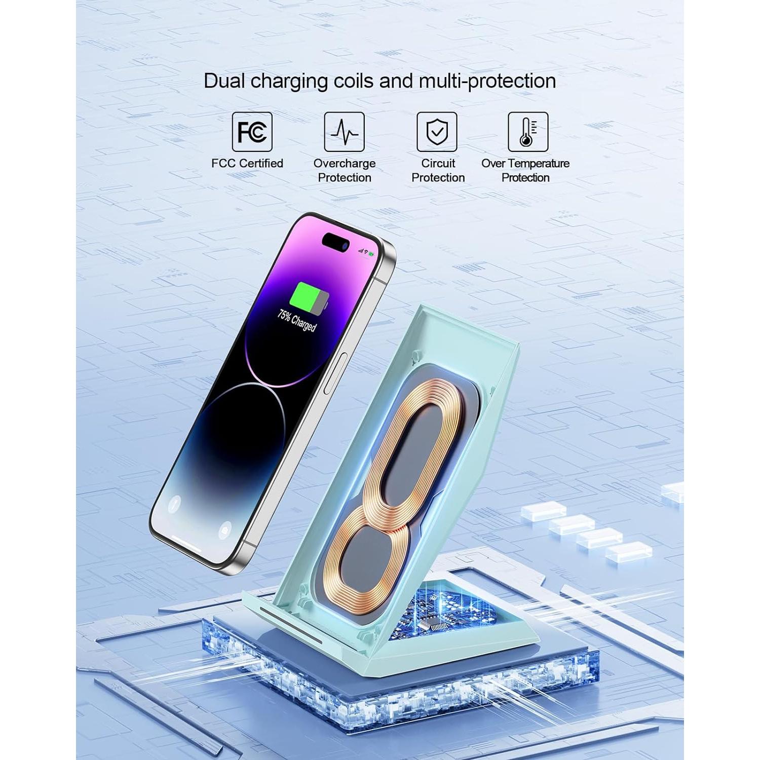 Cargador Inalámbrico NANAMI 10W Soporte Rápido para iPhone y Samsung