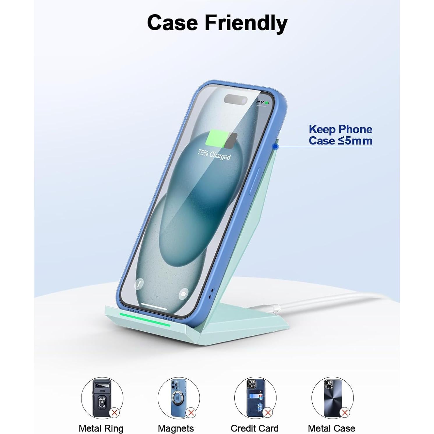 Cargador Inalámbrico NANAMI 10W Soporte Rápido para iPhone y Samsung