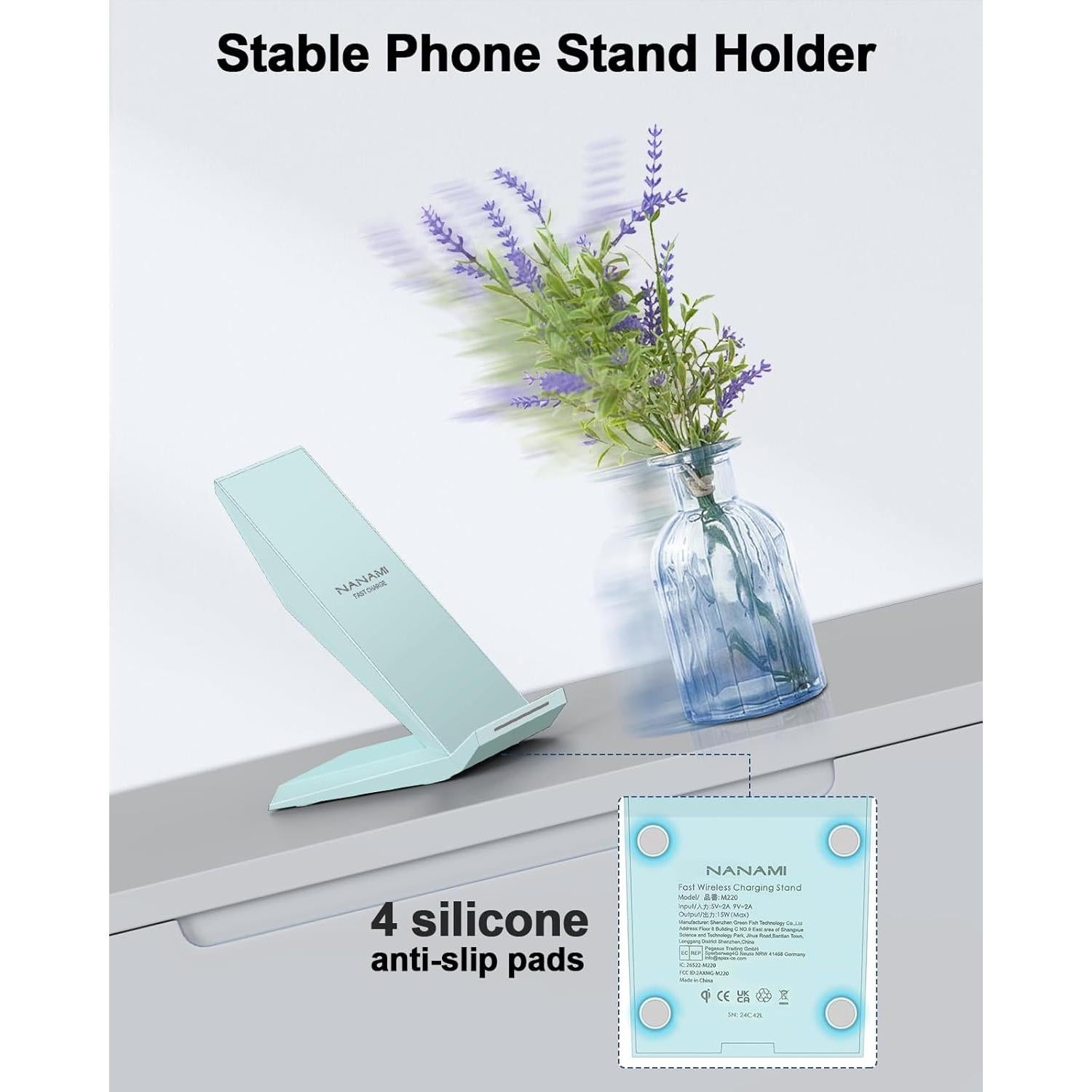 Cargador Inalámbrico NANAMI 10W Soporte Rápido para iPhone y Samsung