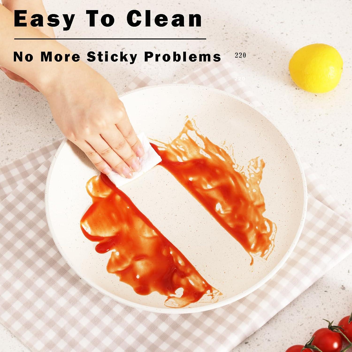 Juego de Ollas y Sartenes vkoocy 5 Piezas Cerámica Crema