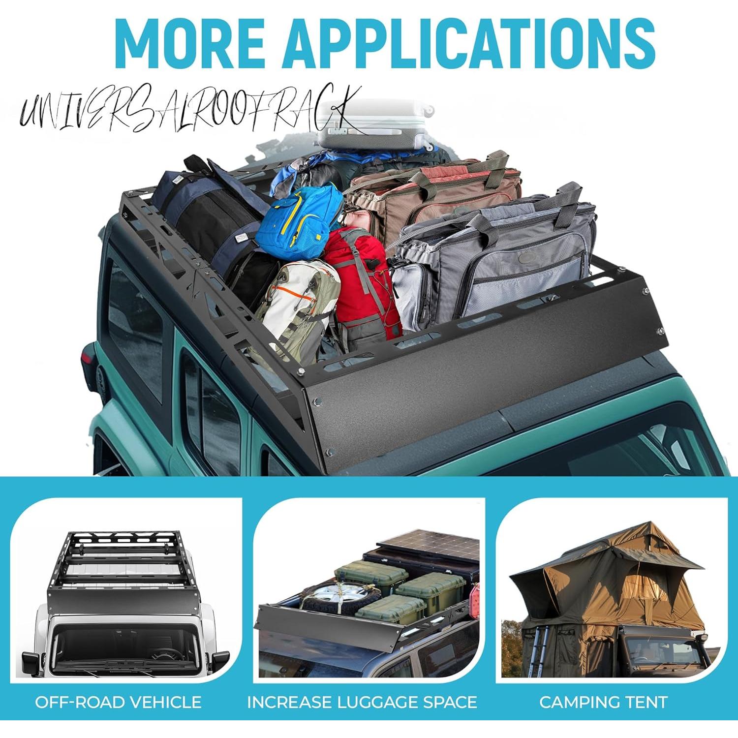 Canasta de Carga para Techo ECOTRIC 127x99 cm 68 kg Acero Negro