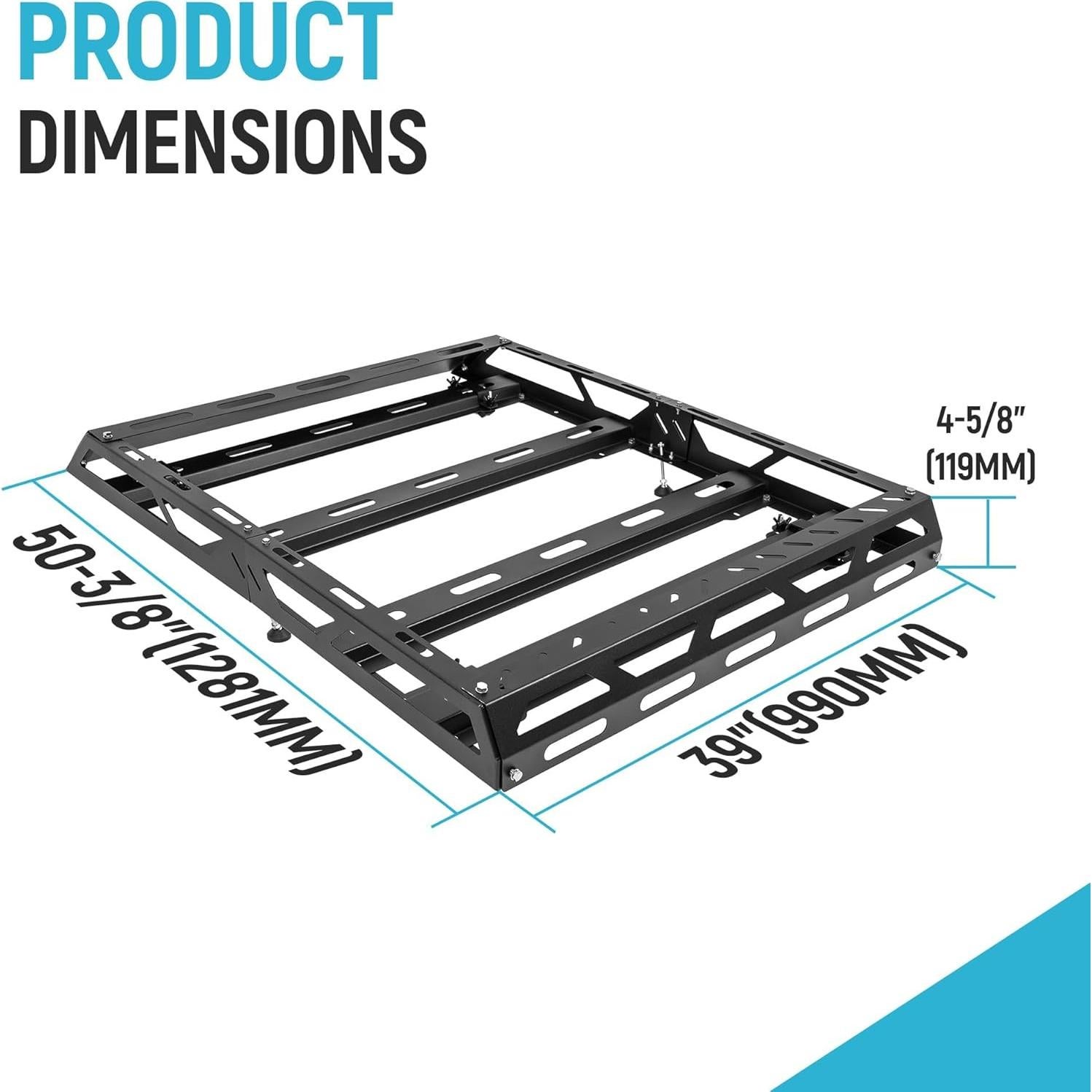 Canasta de Carga para Techo ECOTRIC 127x99 cm 68 kg Acero Negro