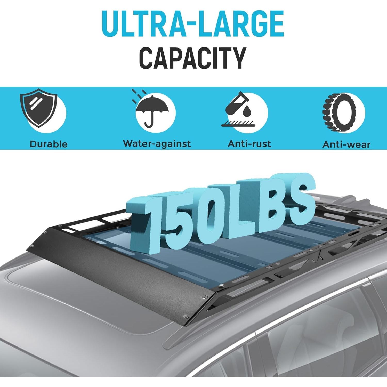 Canasta de Carga para Techo ECOTRIC 127x99 cm 68 kg Acero Negro