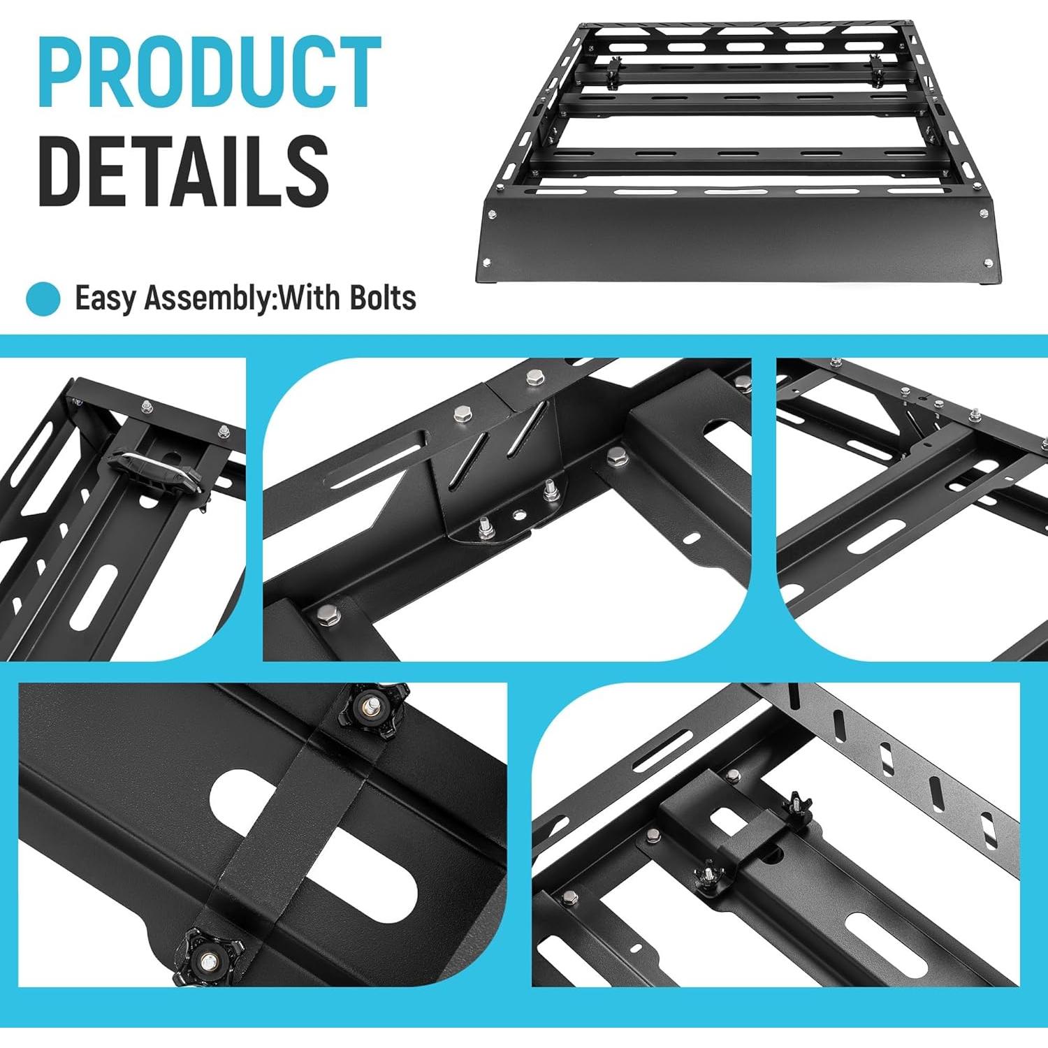 Canasta de Carga para Techo ECOTRIC 127x99 cm 68 kg Acero Negro