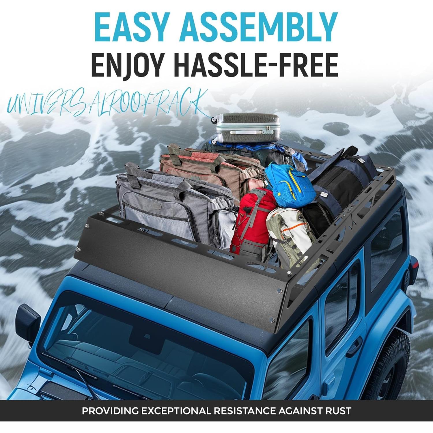 Canasta de Carga para Techo ECOTRIC 127x99 cm 68 kg Acero Negro