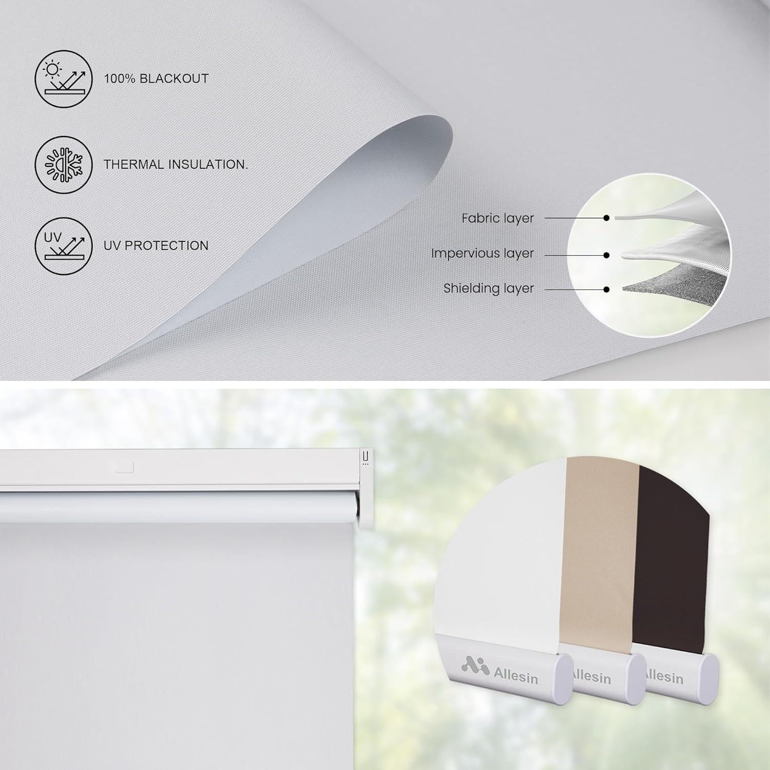 Persianas Motorizadas Allesin 86.36x182.88cm Control Remoto