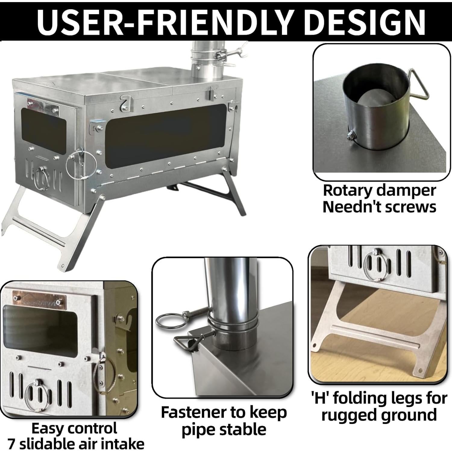 Estufa de Tienda Portátil DANCHEL OUTDOOR TA1 de Titanio