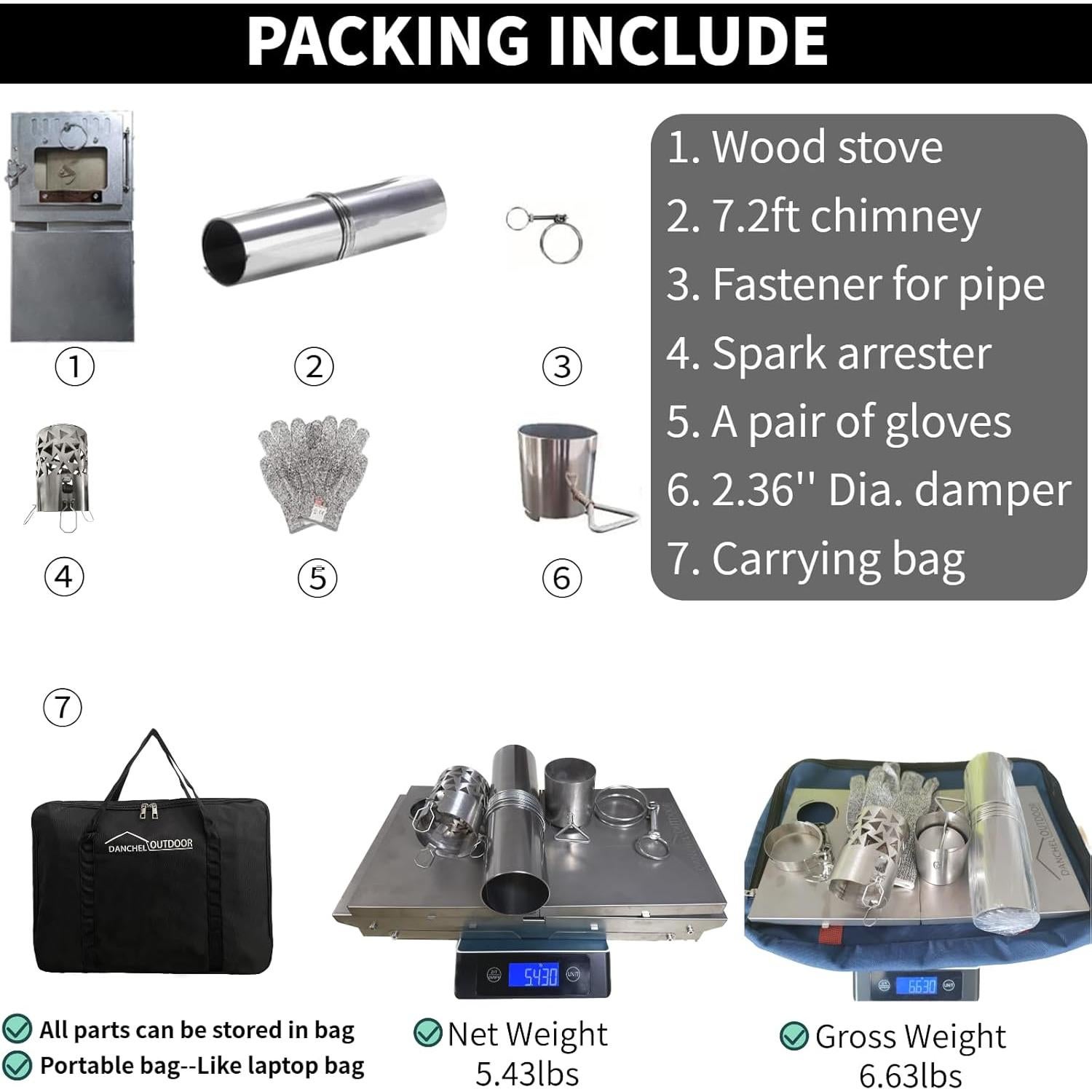 Estufa de Tienda Portátil DANCHEL OUTDOOR TA1 de Titanio