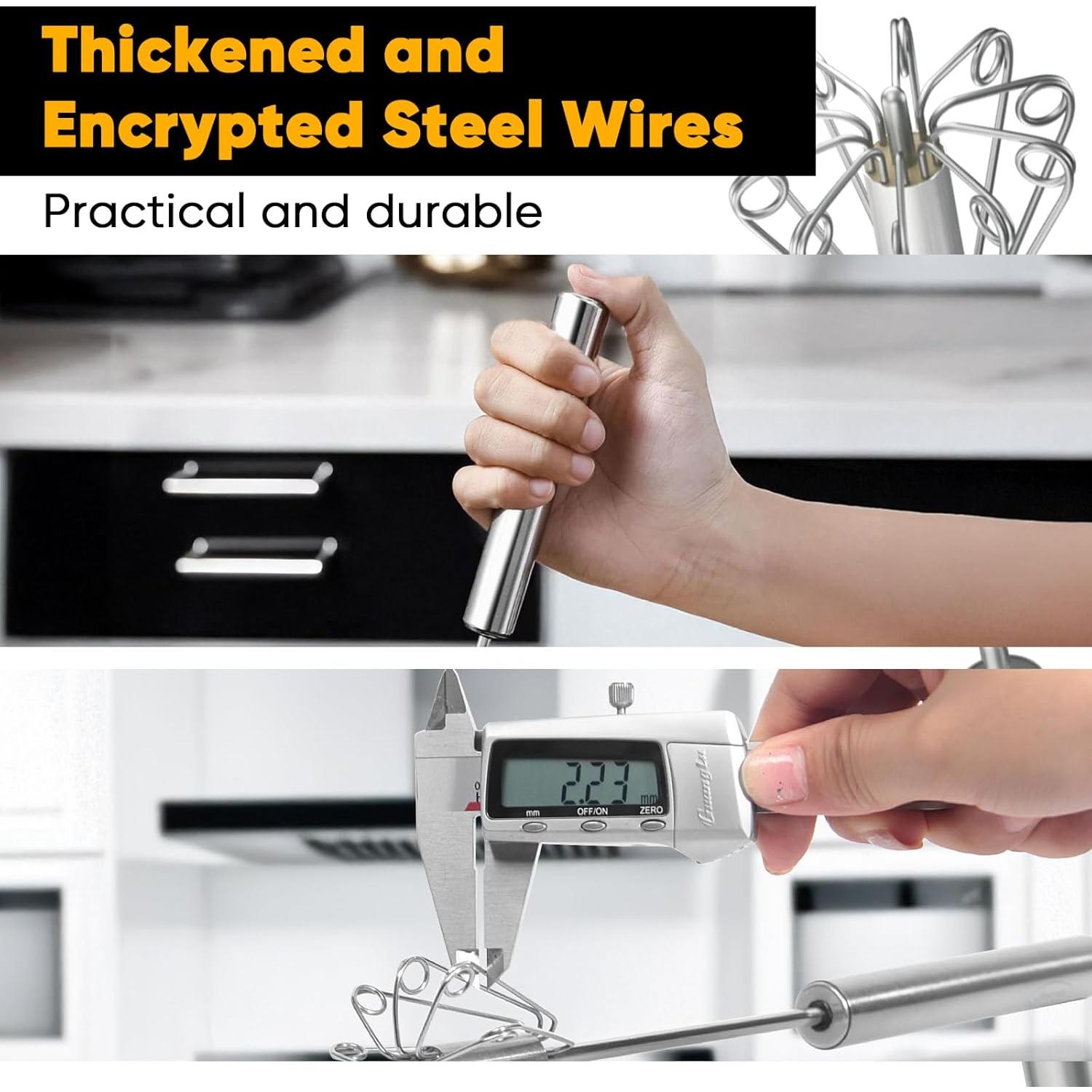 Newness Stainless Steel Whisk Blender for Home - Versatile Tool for Egg Beater, Milk Frother, Hand Push Mixer Stirrer - Kitchen Utensil for Blending, Whisking, Beating & Stirring