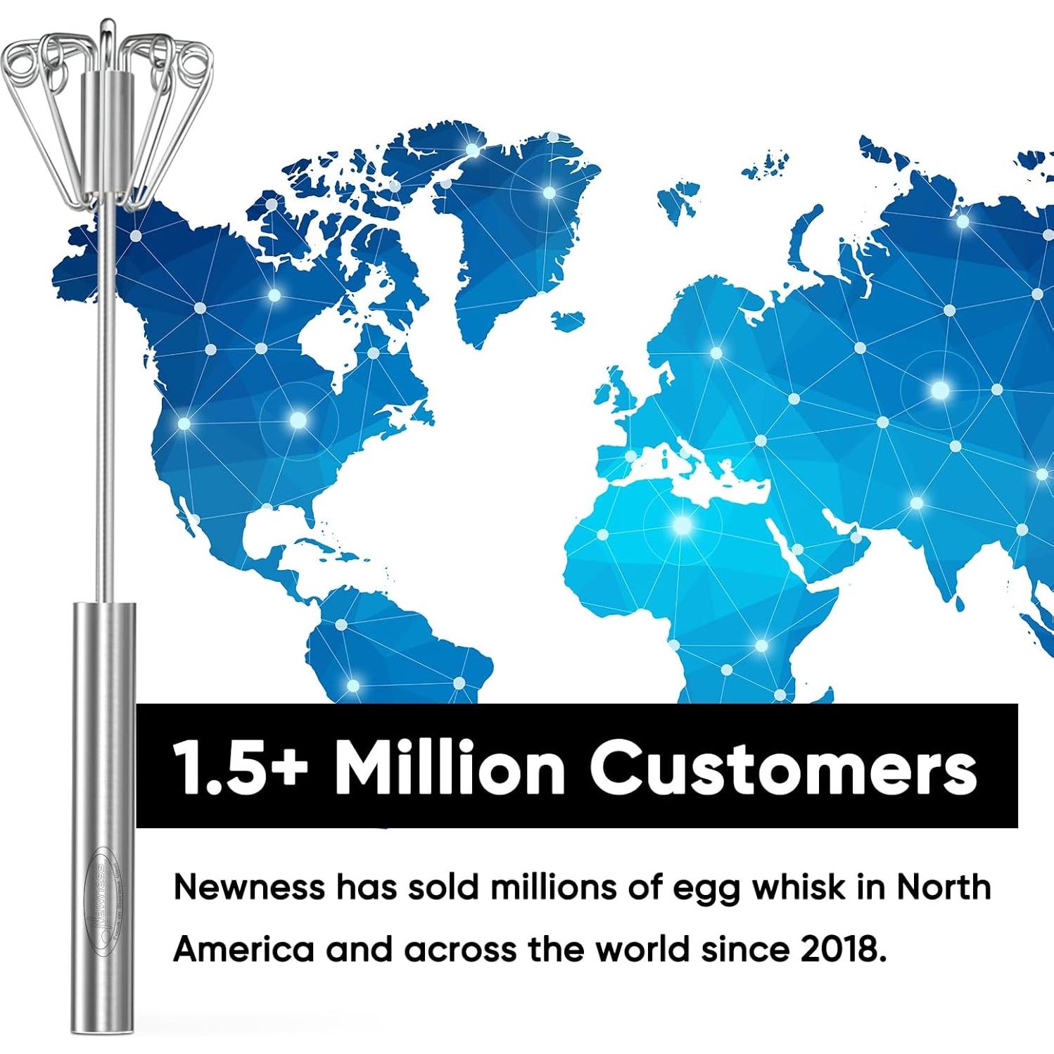 Newness Stainless Steel Whisk Blender for Home - Versatile Tool for Egg Beater, Milk Frother, Hand Push Mixer Stirrer - Kitchen Utensil for Blending, Whisking, Beating & Stirring