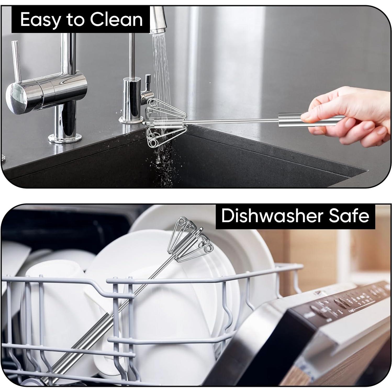 Newness Stainless Steel Whisk Blender for Home - Versatile Tool for Egg Beater, Milk Frother, Hand Push Mixer Stirrer - Kitchen Utensil for Blending, Whisking, Beating & Stirring