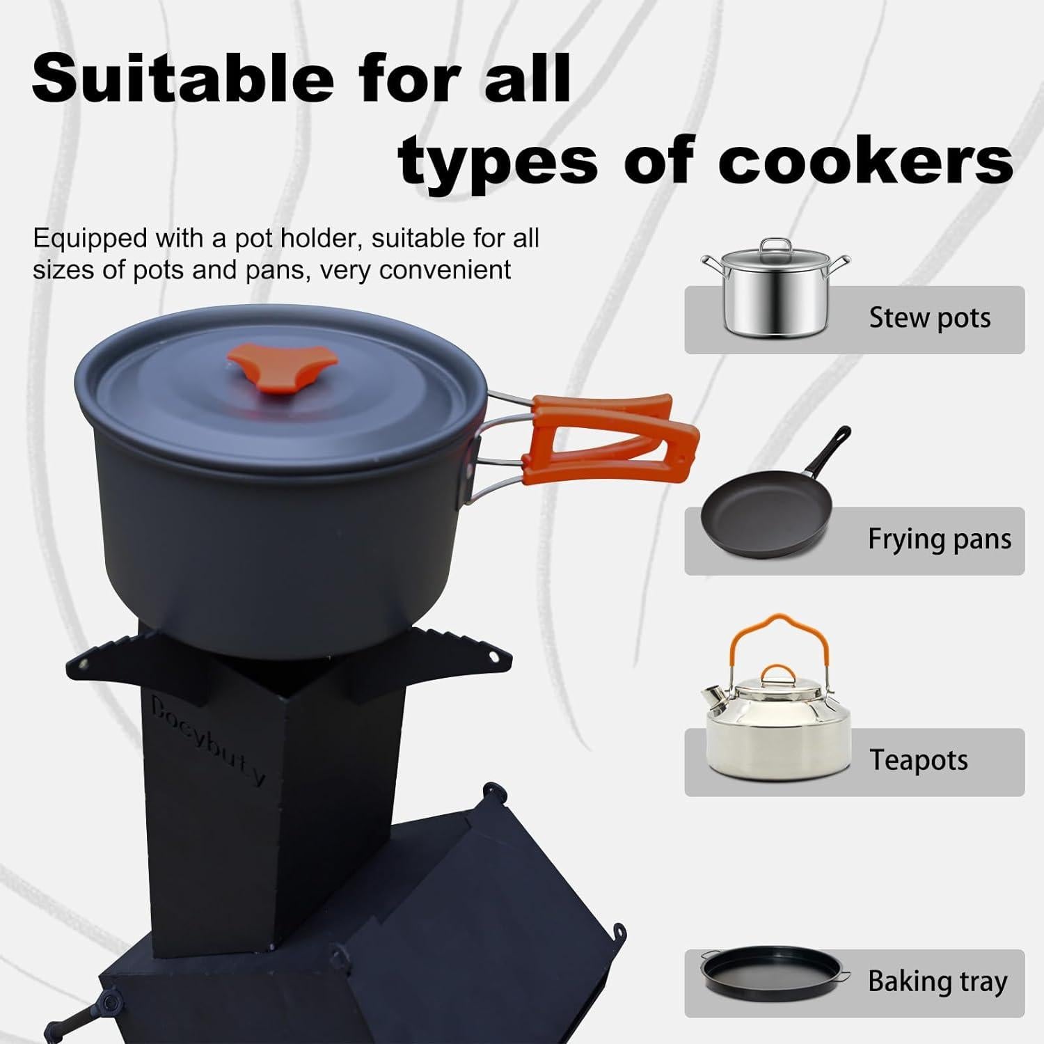 Estufa de Cohete Portátil de Leña Huojianl-3 para Camping