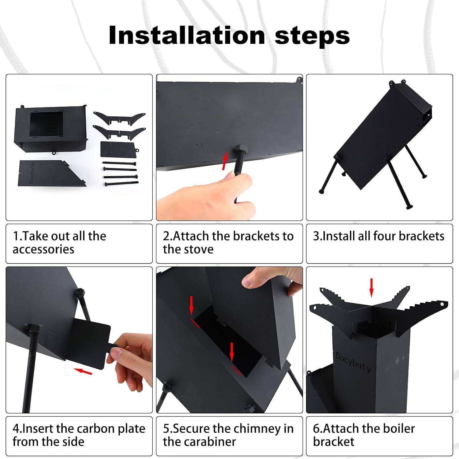 Estufa de Cohete Portátil de Leña Huojianl-3 para Camping
