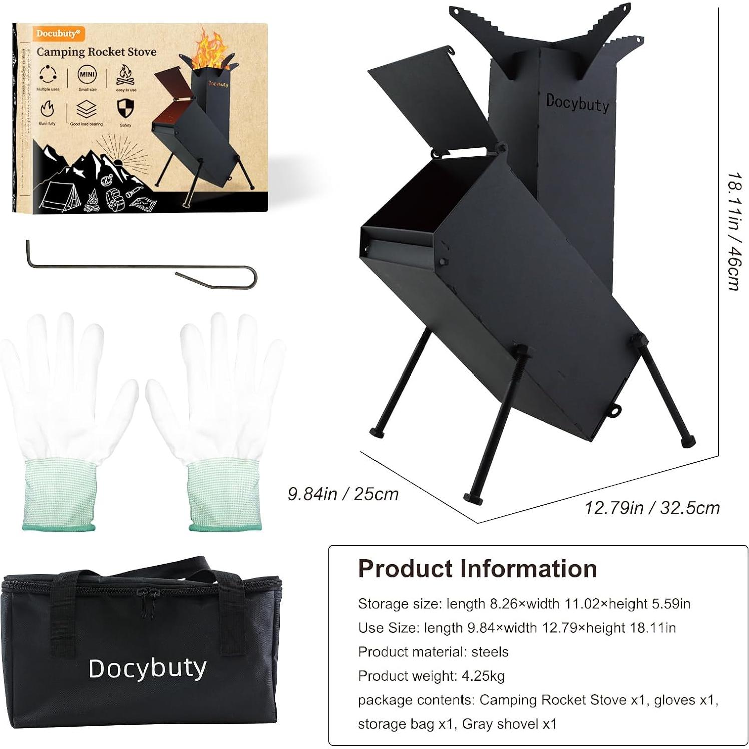 Estufa de Cohete Portátil de Leña Huojianl-3 para Camping