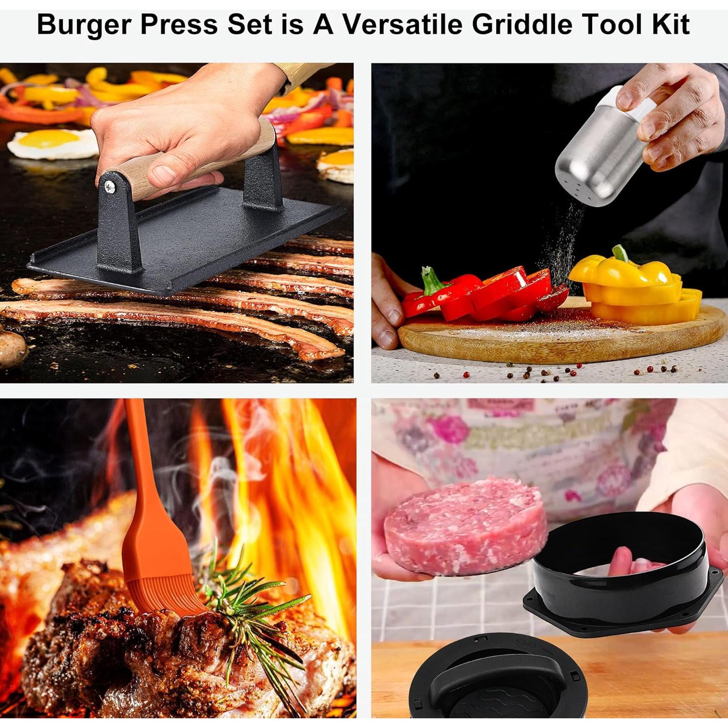 Kit de Prensa para Hamburguesas POLIGO 5PCS - Antiadherente 4 en 1