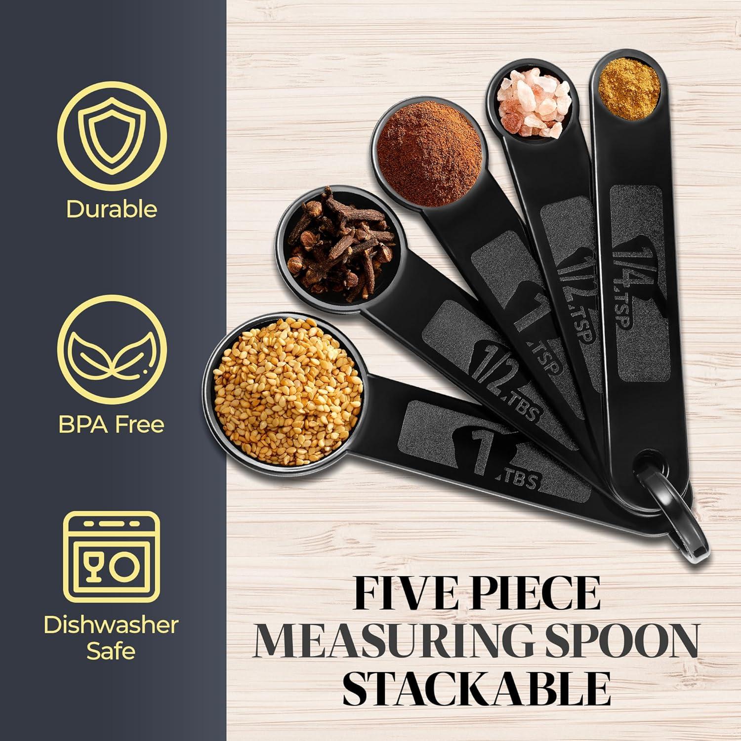 Precision Measuring Spoon Set - 5-Piece l Kit for Accurate Cooking & Baking - Easy Nesting, Dishwasher Safe - Essential Kitchen Tools
