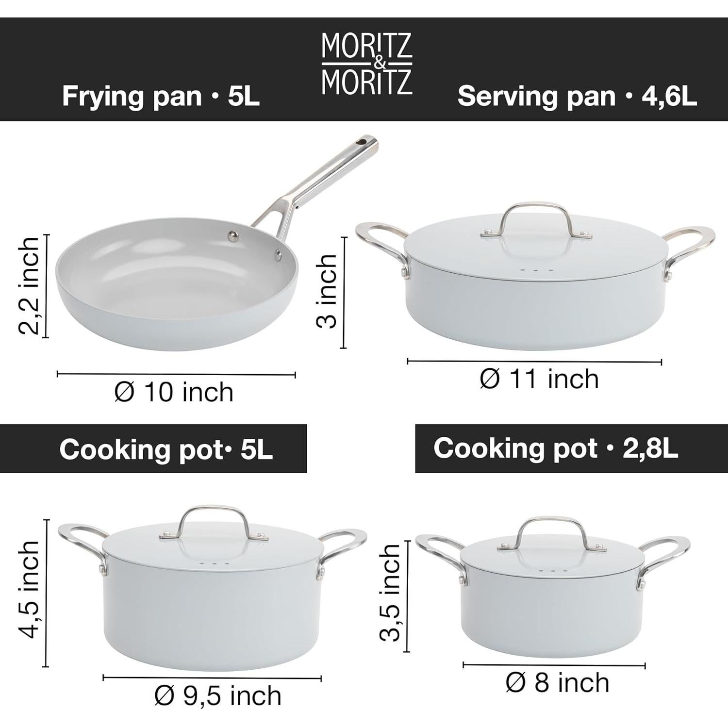 Juego de Ollas y Sartenes Moritz & Moritz 7 Piezas Antiadherente