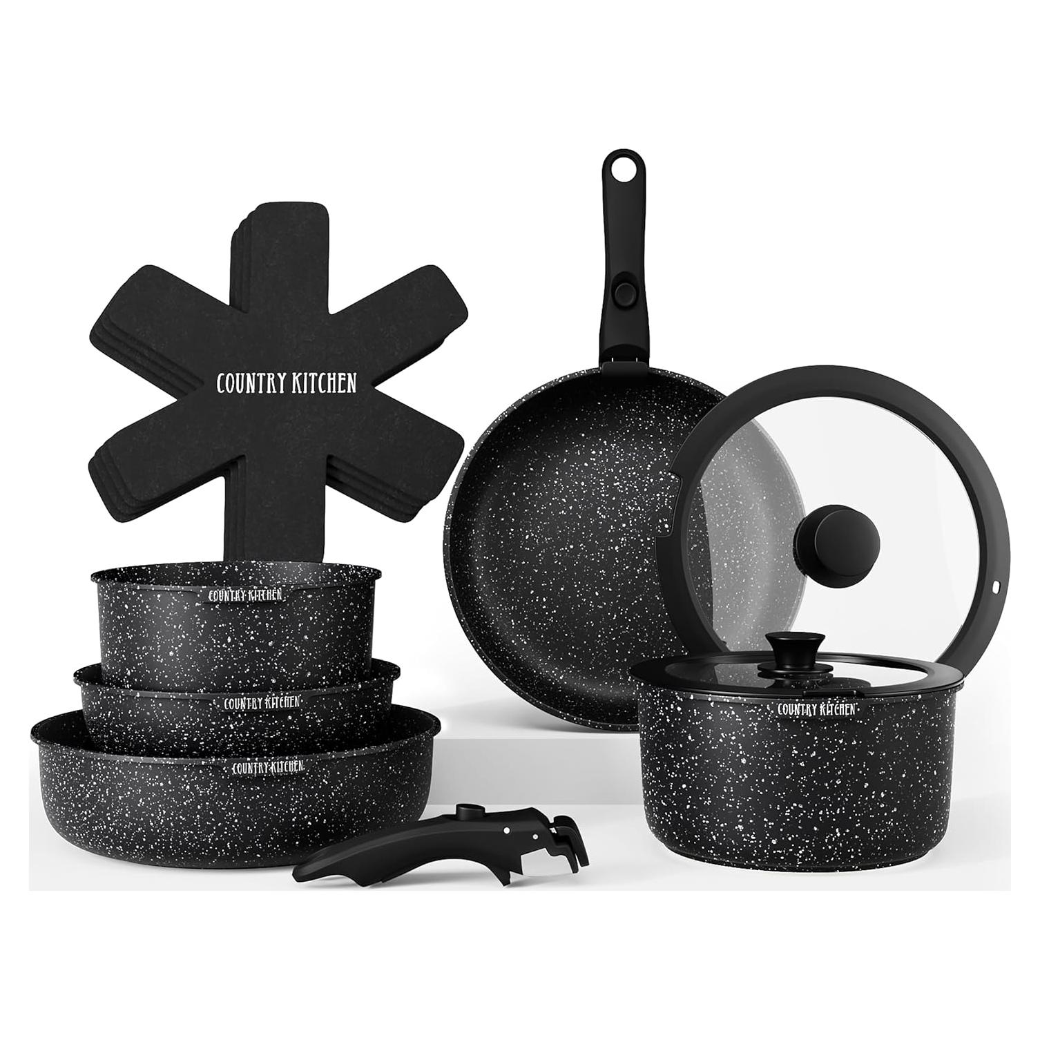Juego de Utensilios de Cocina Country Kitchen 16 Piezas Negro
