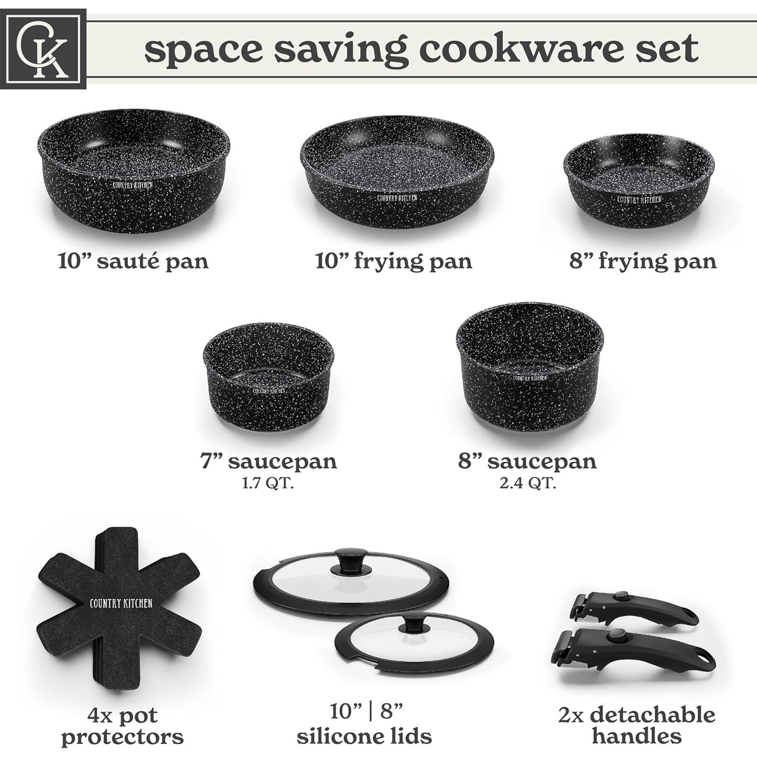 Juego de Utensilios de Cocina Country Kitchen 16 Piezas Negro