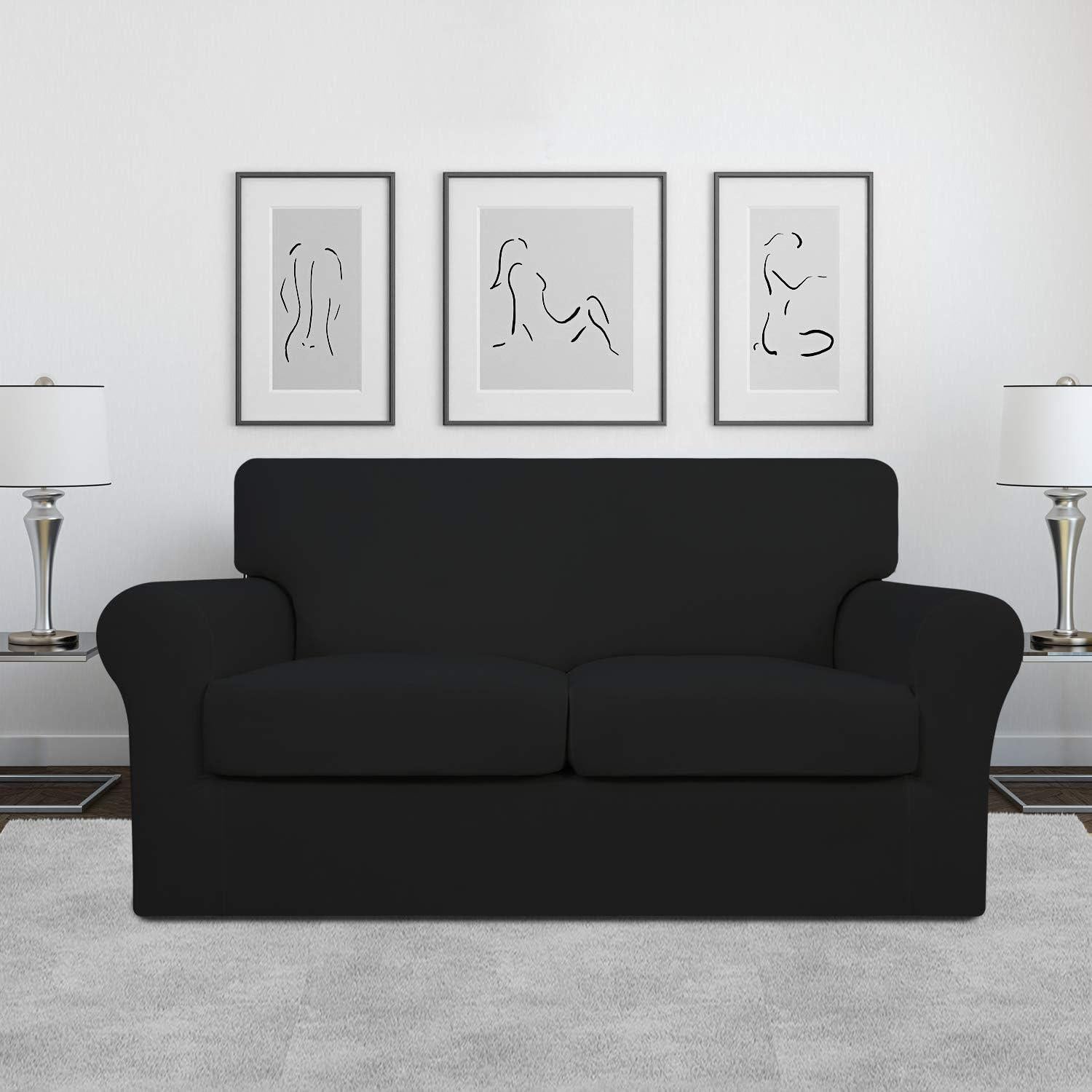 Funda de Sofá Stretch Easy-Going 3 Piezas para Loveseat Negro