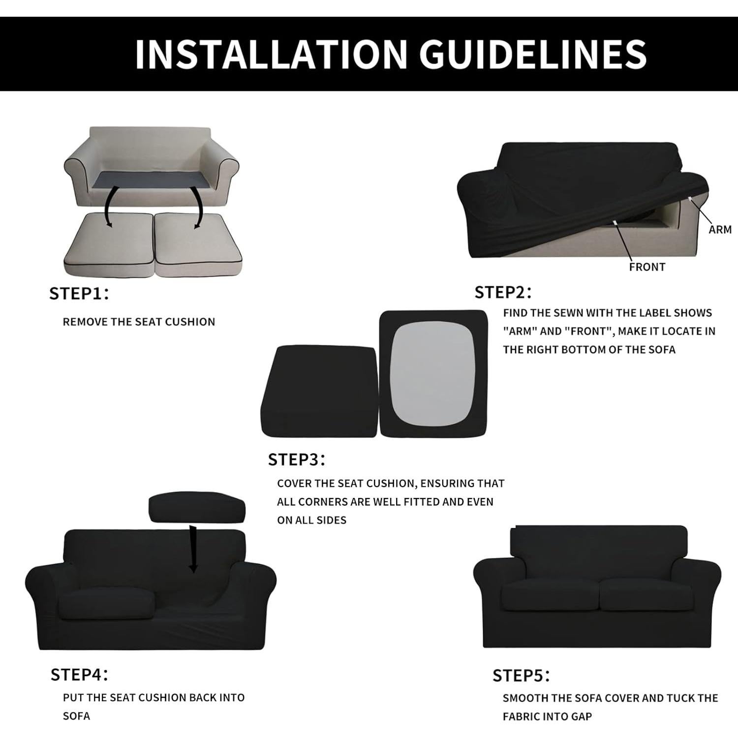 Funda de Sofá Stretch Easy-Going 3 Piezas para Loveseat Negro