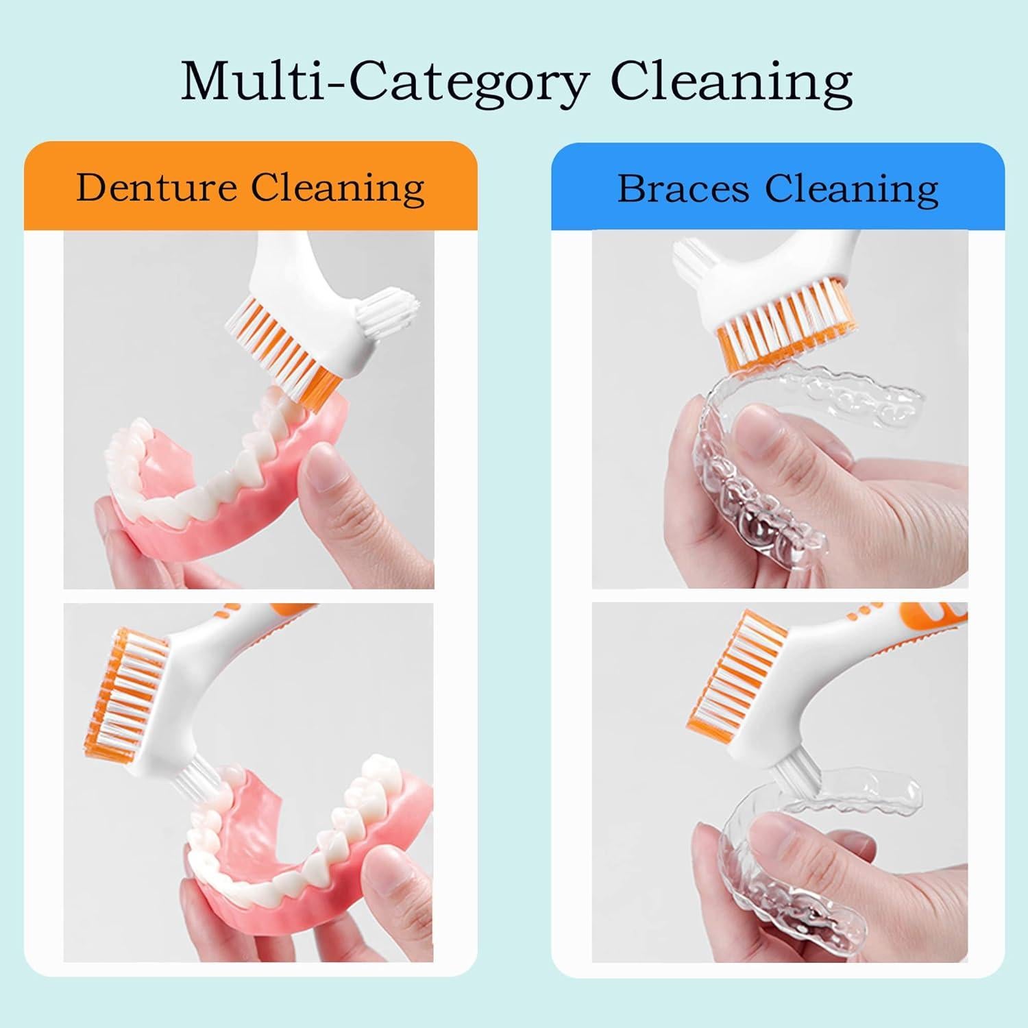 Cepillo de Dentaduras Octuitey 4 Piezas Doble Cabeza