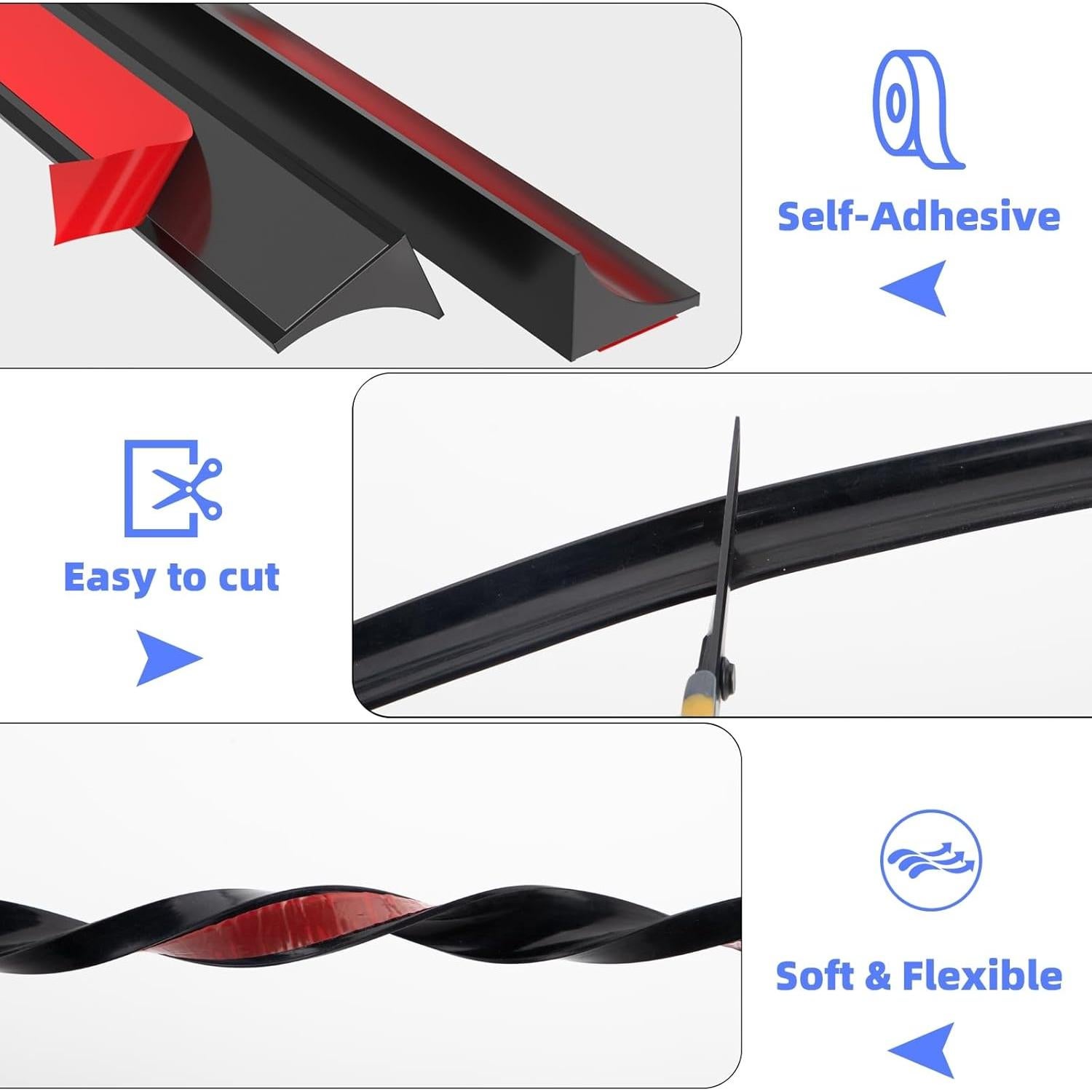 Umbral de Ducha KAYLEINSTER 3.05m Silicona Negro Impermeable