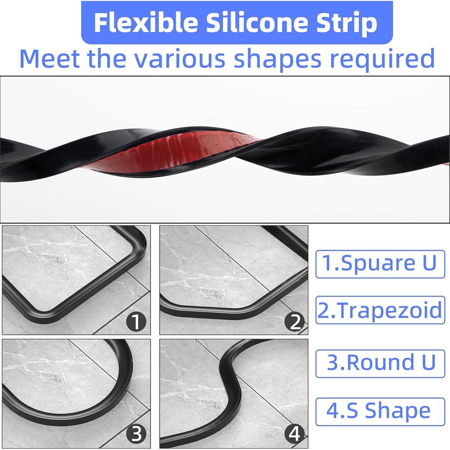 Umbral de Ducha KAYLEINSTER 3.05m Silicona Negro Impermeable