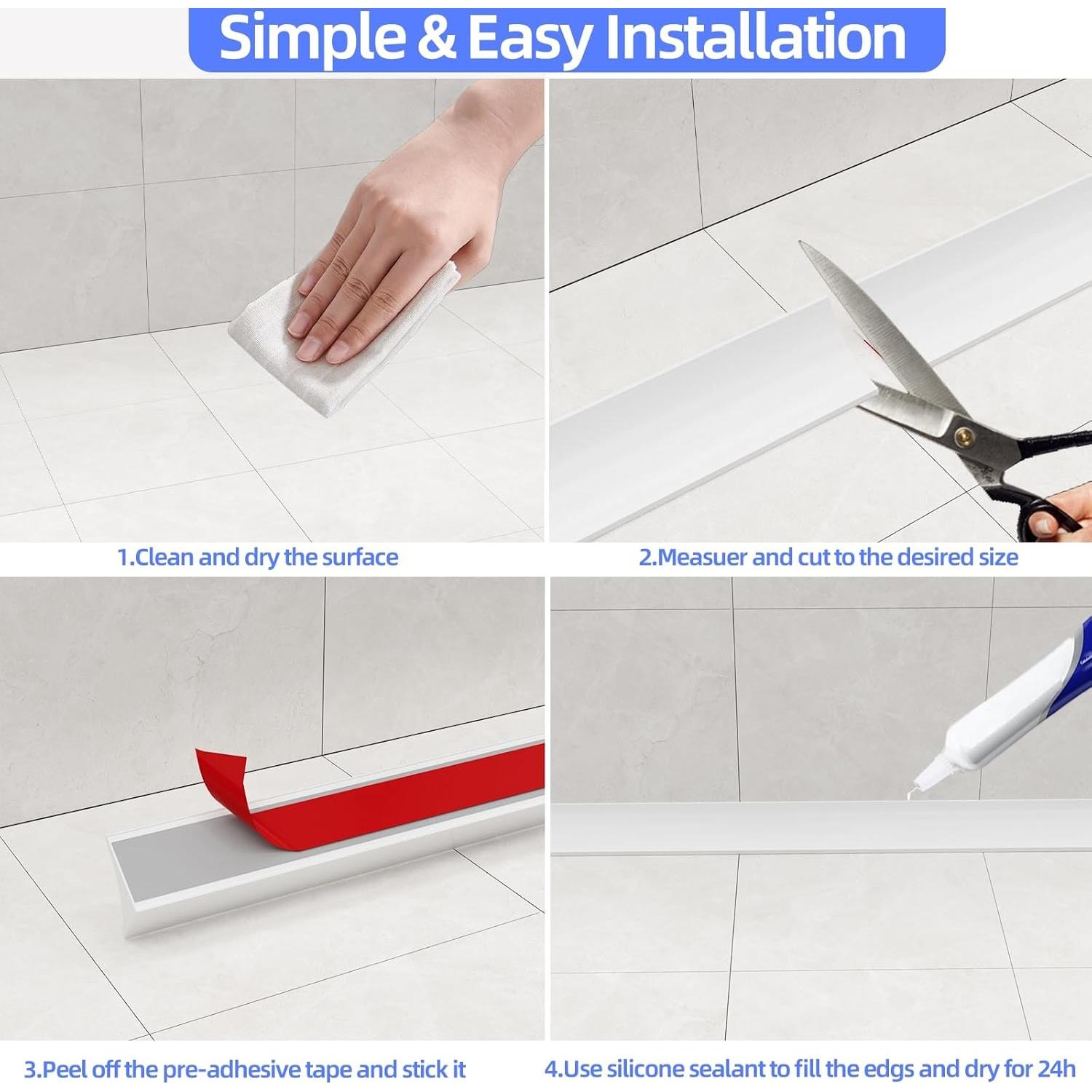 Umbral de Ducha KAYLEINSTER 3.05m Silicona Negro Impermeable