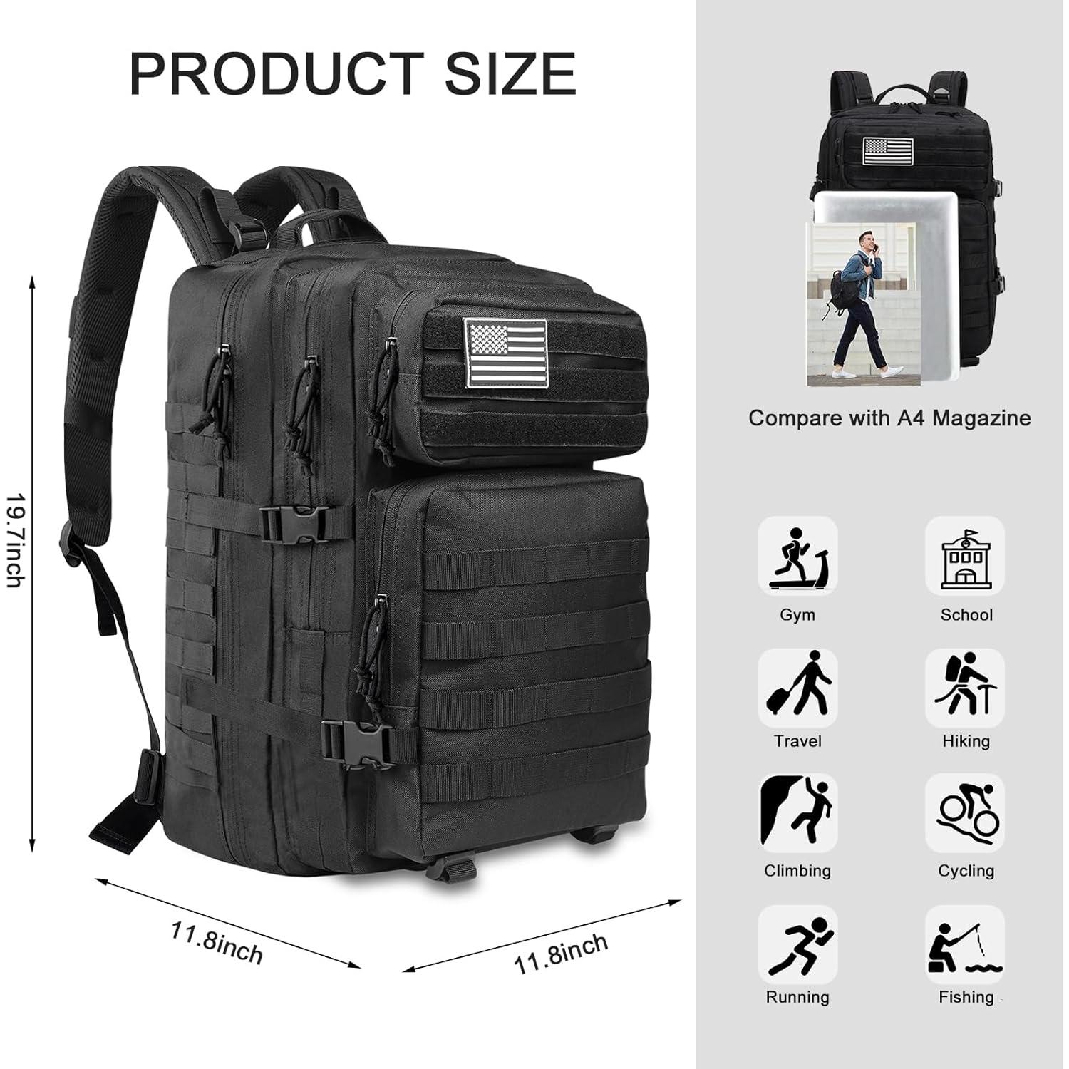 Mochila Táctica Createy 45L Militar 30x30x50cm Negra