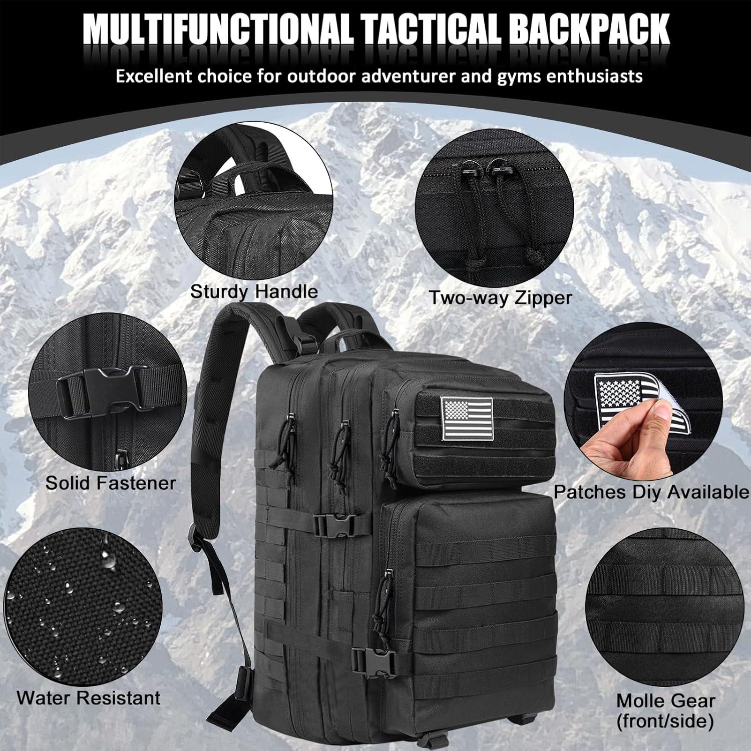 Mochila Táctica Createy 45L Militar 30x30x50cm Negra