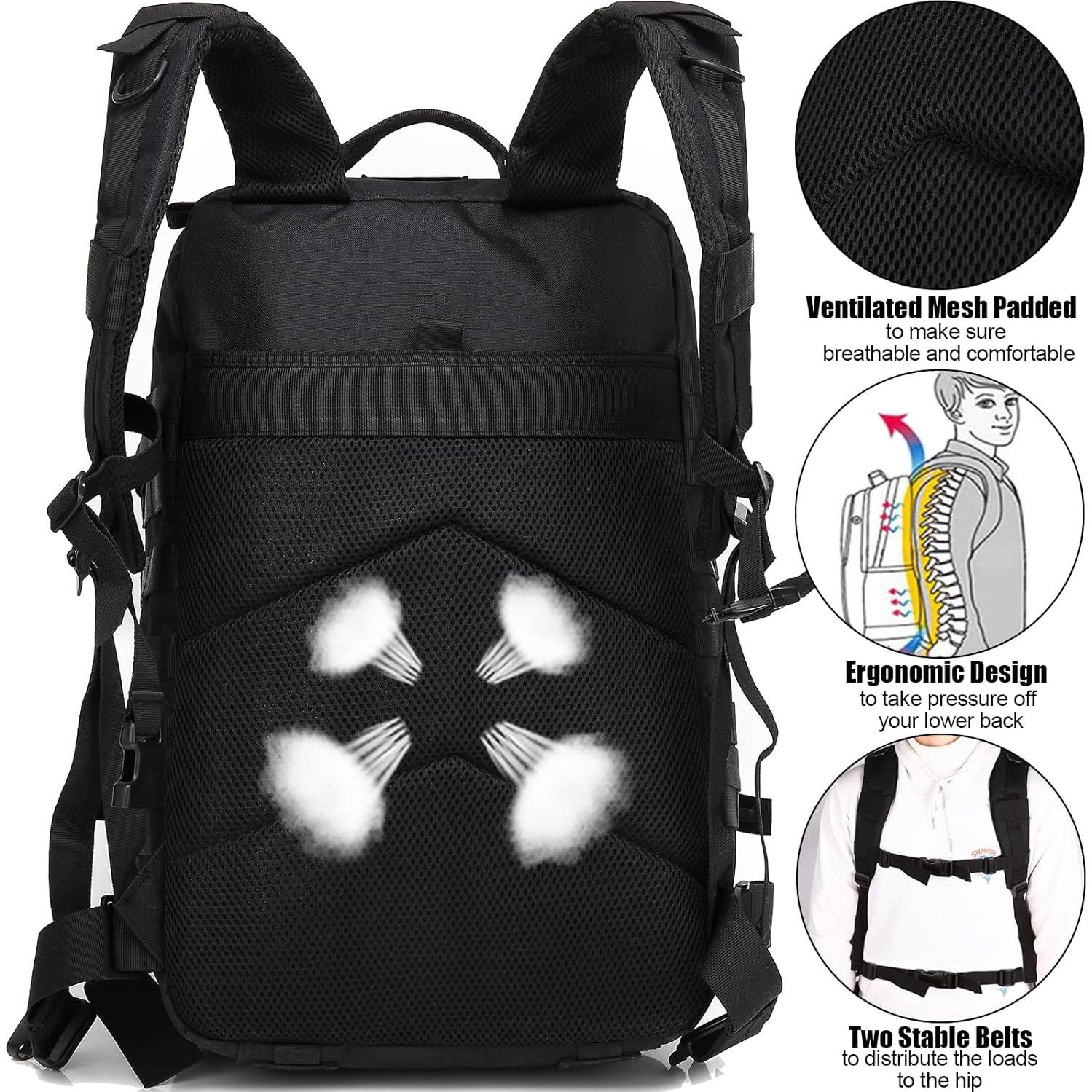 Mochila Táctica Createy 45L Militar 30x30x50cm Negra