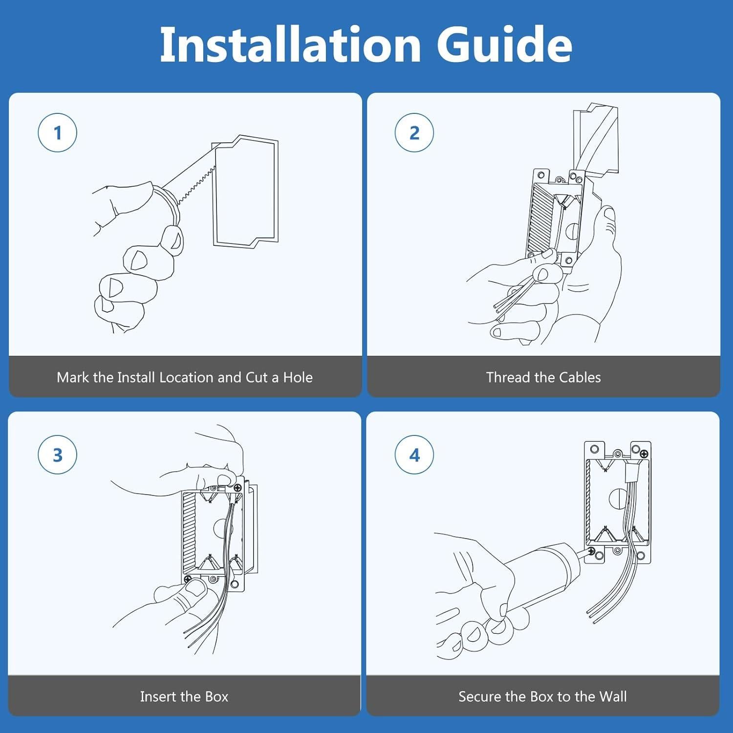 Paquete de 6 cajas eléctricas 1 gang CycevSun para yeso