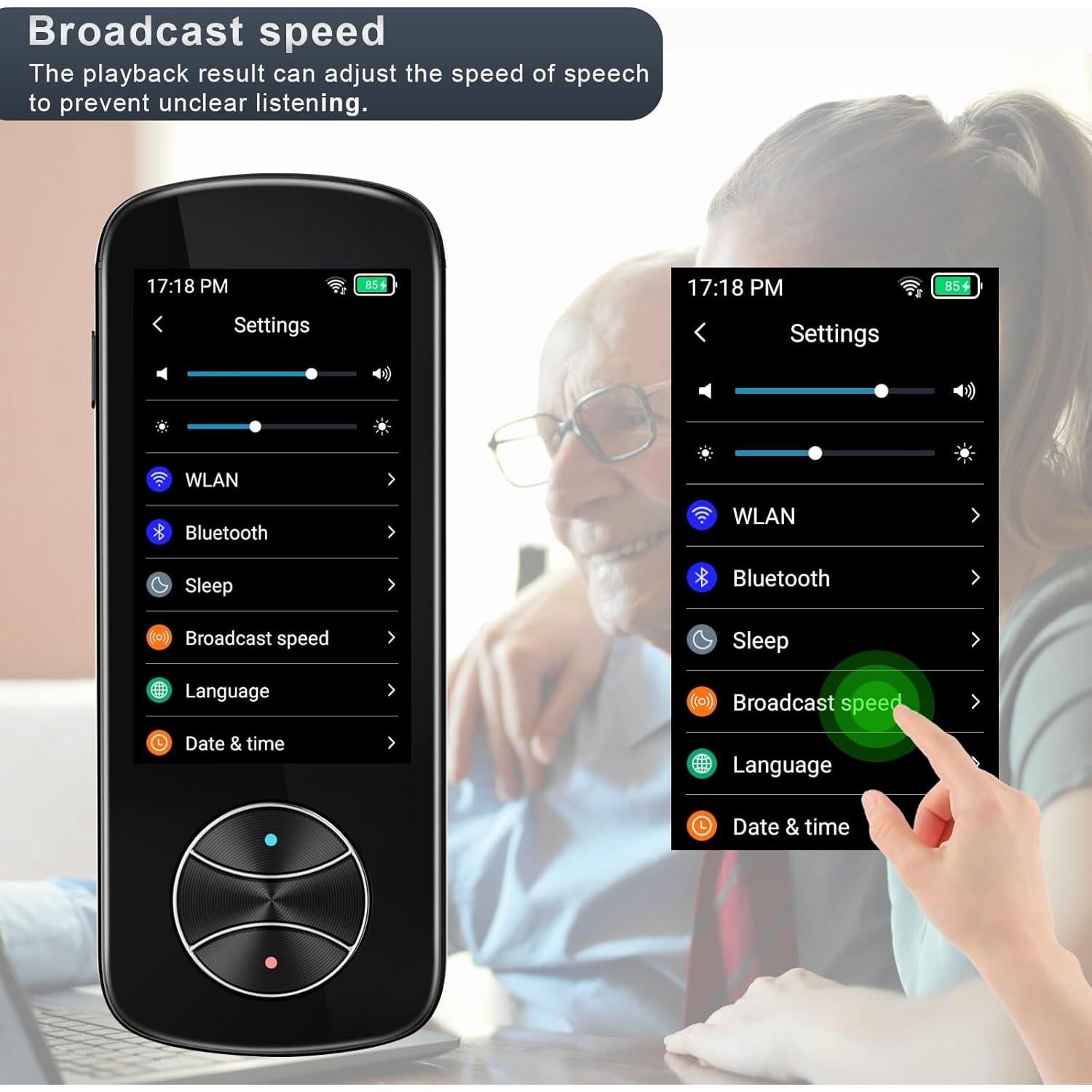 Traductor de Idiomas AI CHUNMU Gris Oscuro 137+ Idiomas Offline
