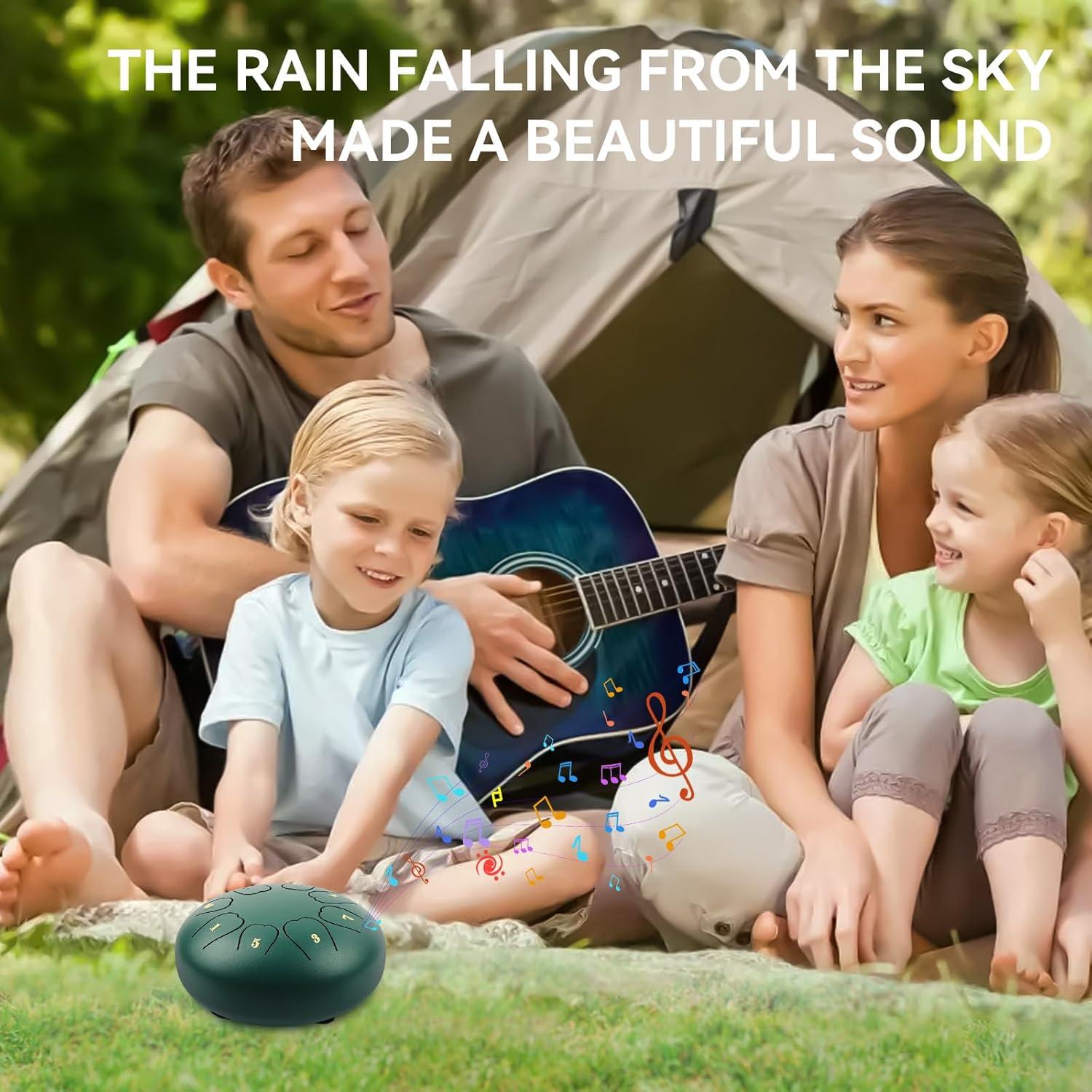 Tambor de Lengua de Acero Weipoken 6" Verde Oscuro con Accesorios