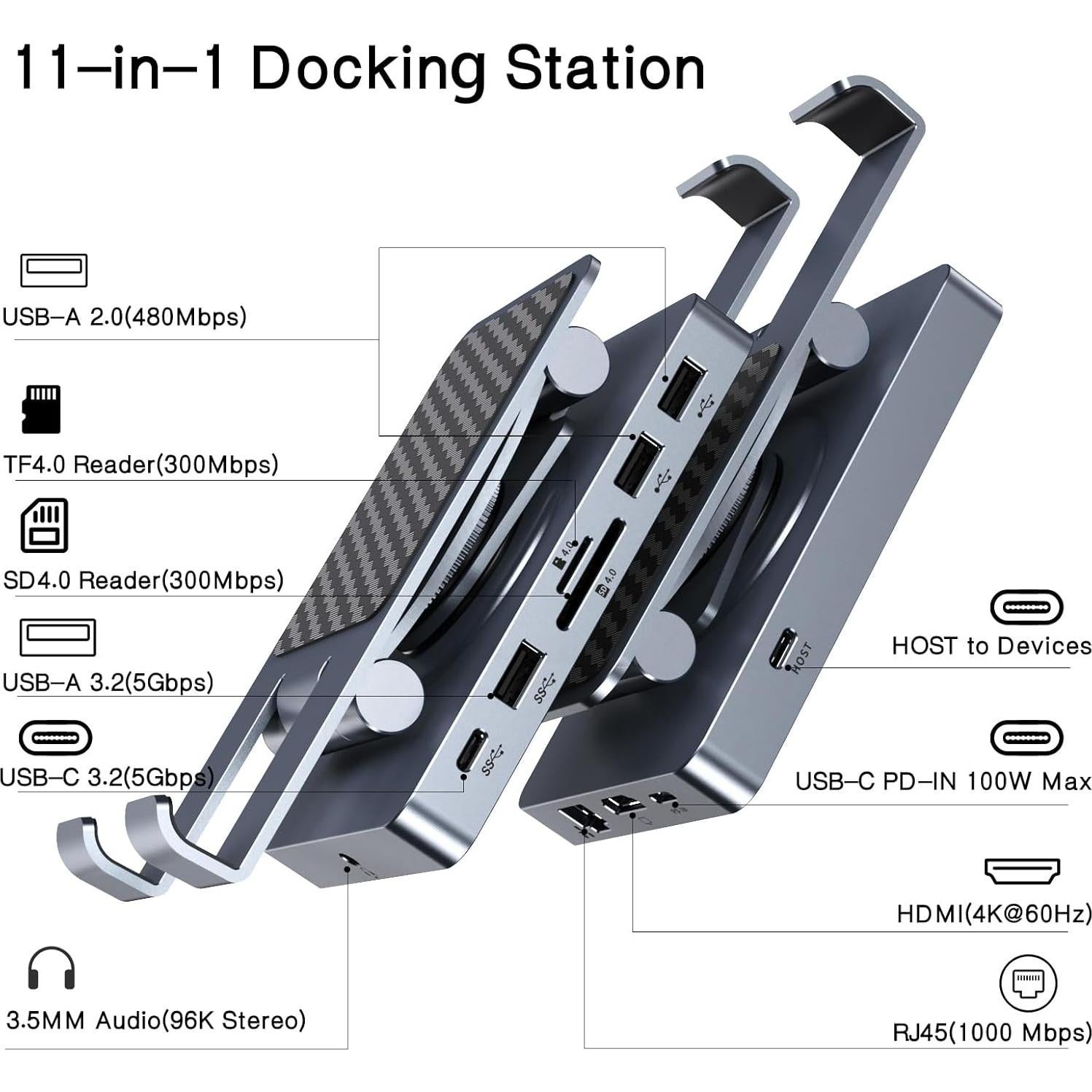 Estación de Acoplamiento USB-C NEWQ NQ-DK-05 11 en 1 con Cargador 65W