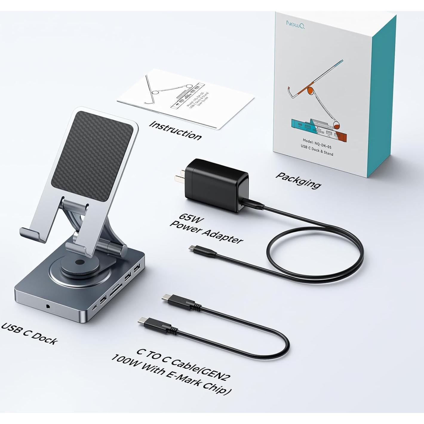 Estación de Acoplamiento USB-C NEWQ NQ-DK-05 11 en 1 con Cargador 65W