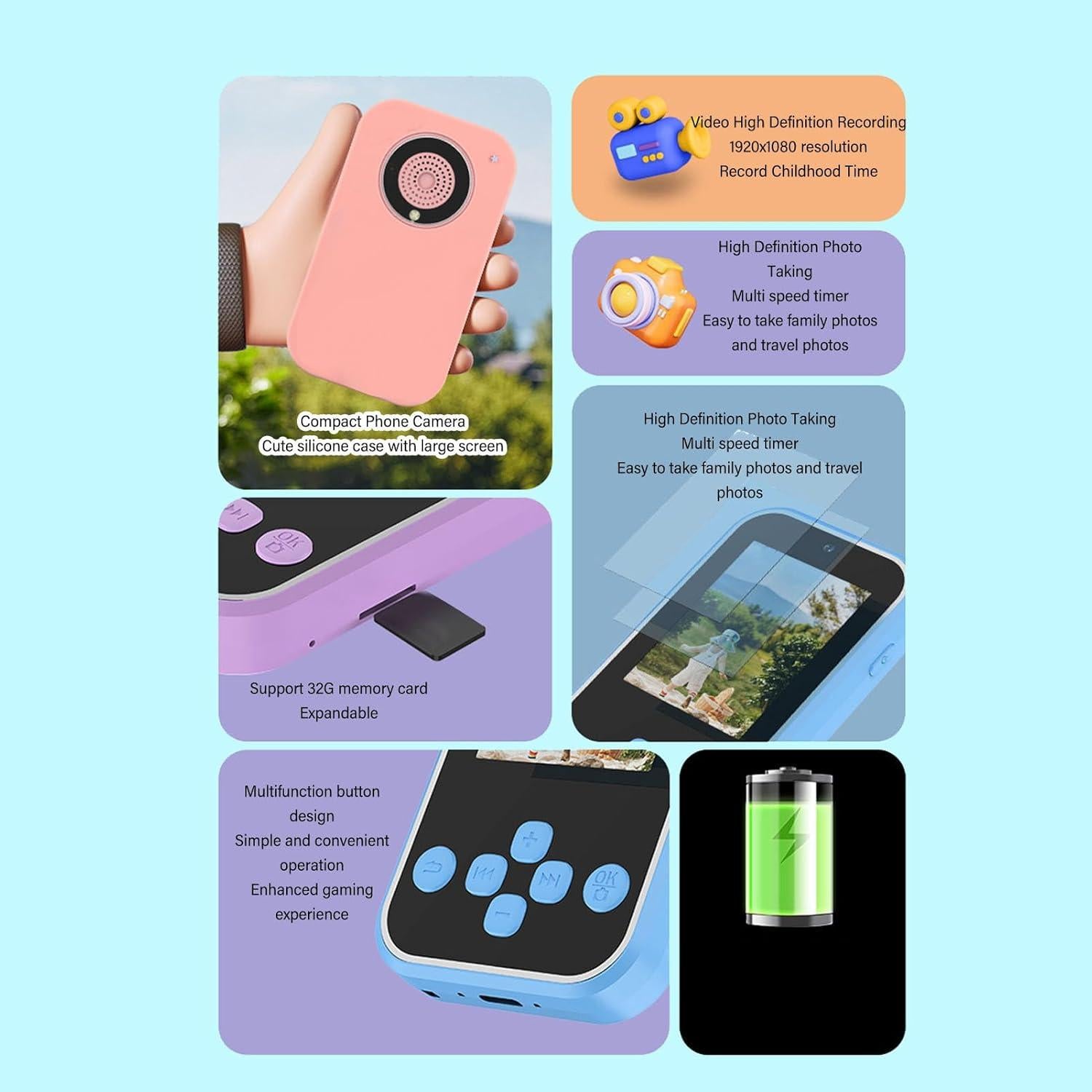 Cámara Digital Multifuncional Yunir 1080P 48MP Azul