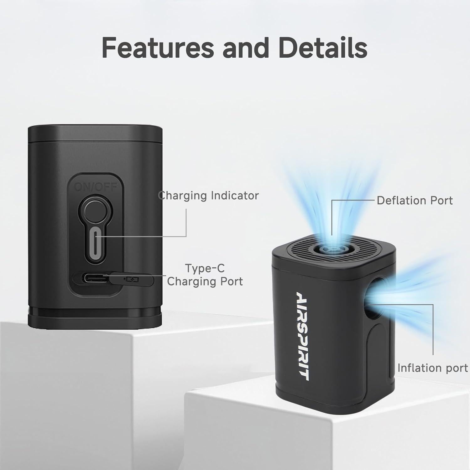 Mini Bomba de Aire Eléctrica AIRSPIRIT 1200mAh Portátil