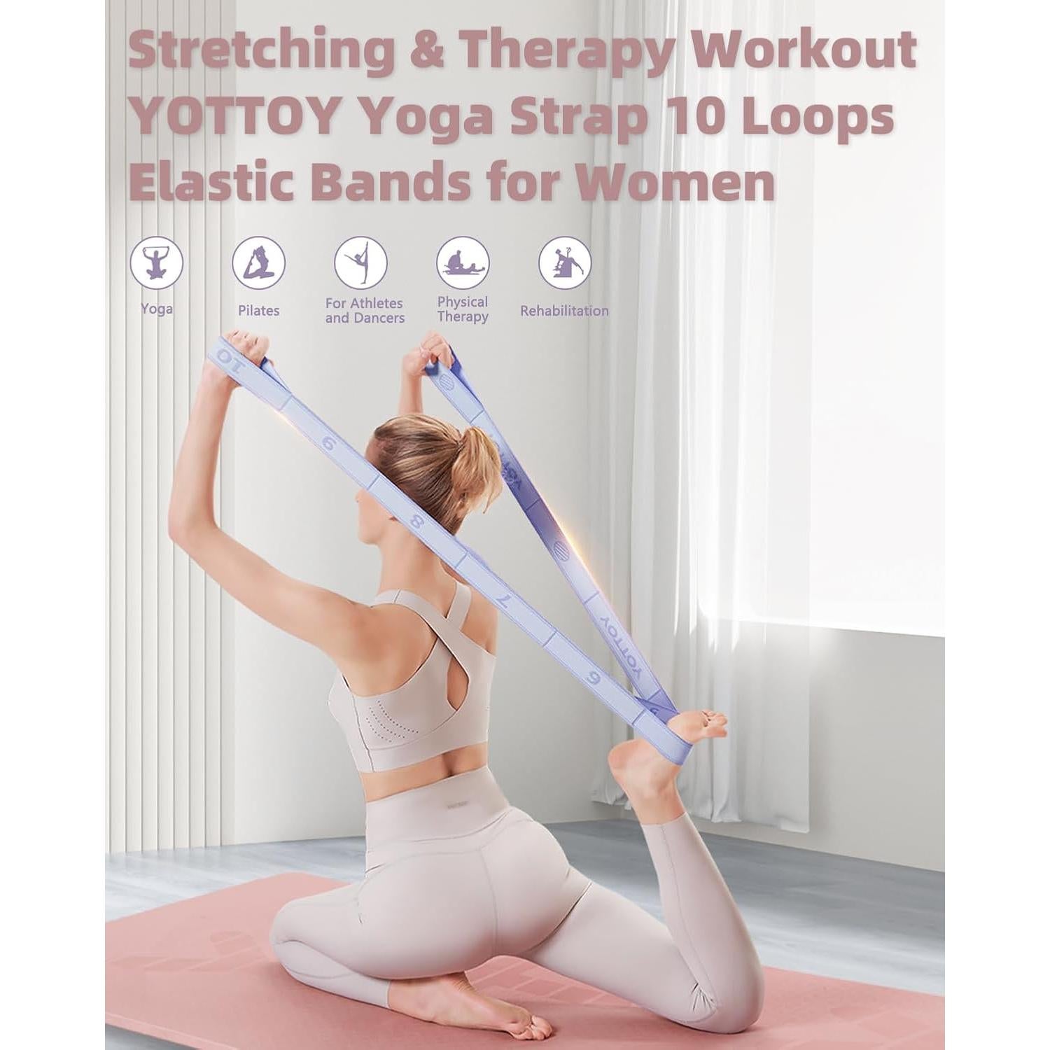 Correa de Yoga YOTTOY con 10 Bucles y Bandas de Resistencia