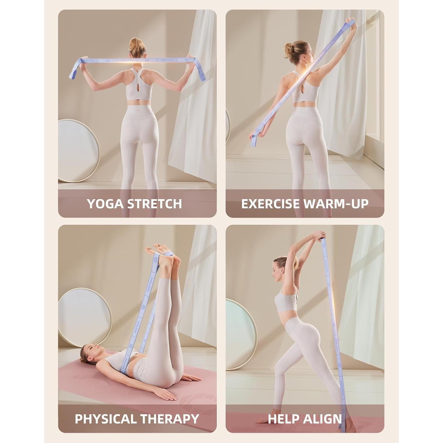 Correa de Yoga YOTTOY con 10 Bucles y Bandas de Resistencia