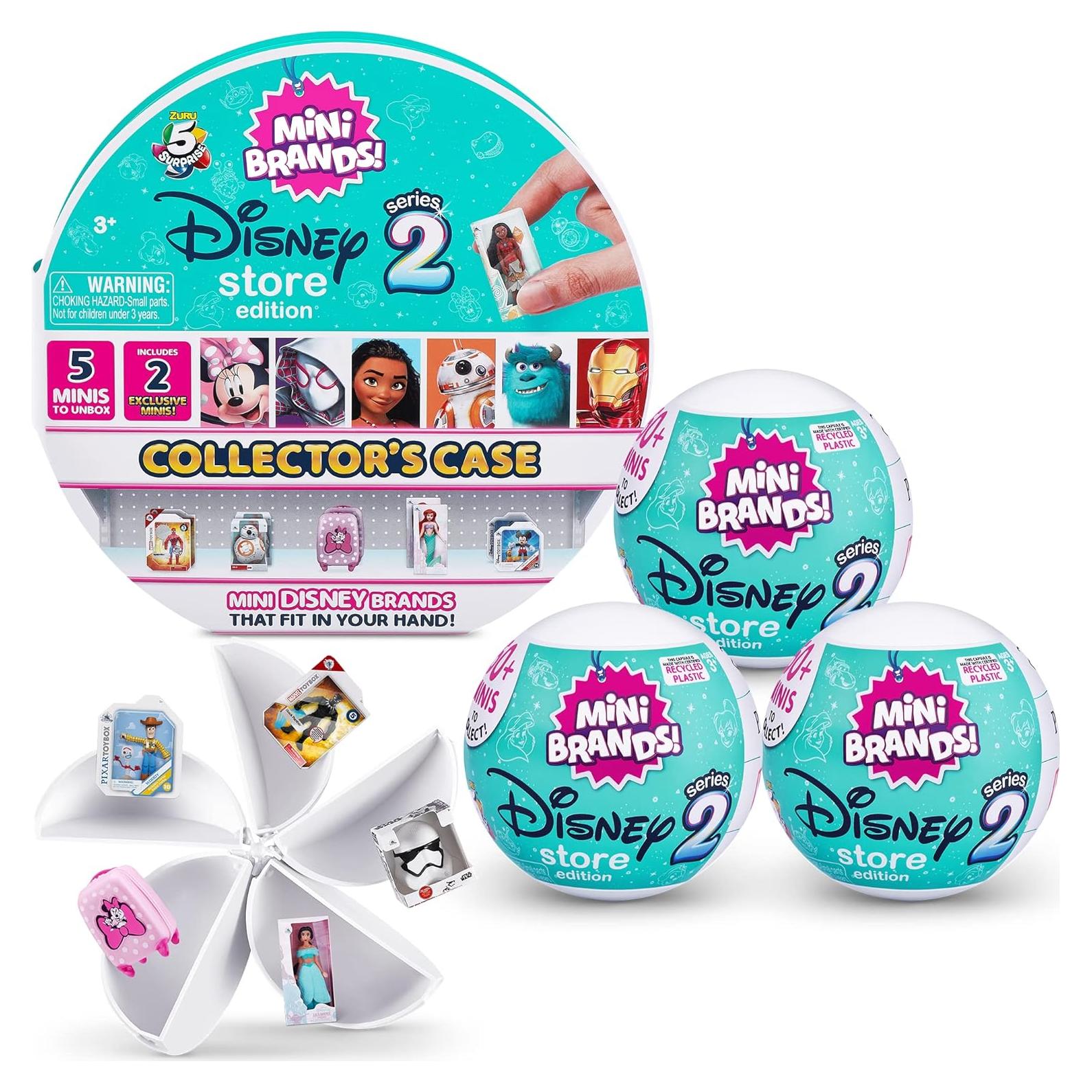 5 Surprise Disney Mini Brands Series 2 Collector's Kit by ZURU (3 Capsules + 1 Collector's Case) Amazon Exclusive Mystery Capsule Real Miniature Brands Collectibles