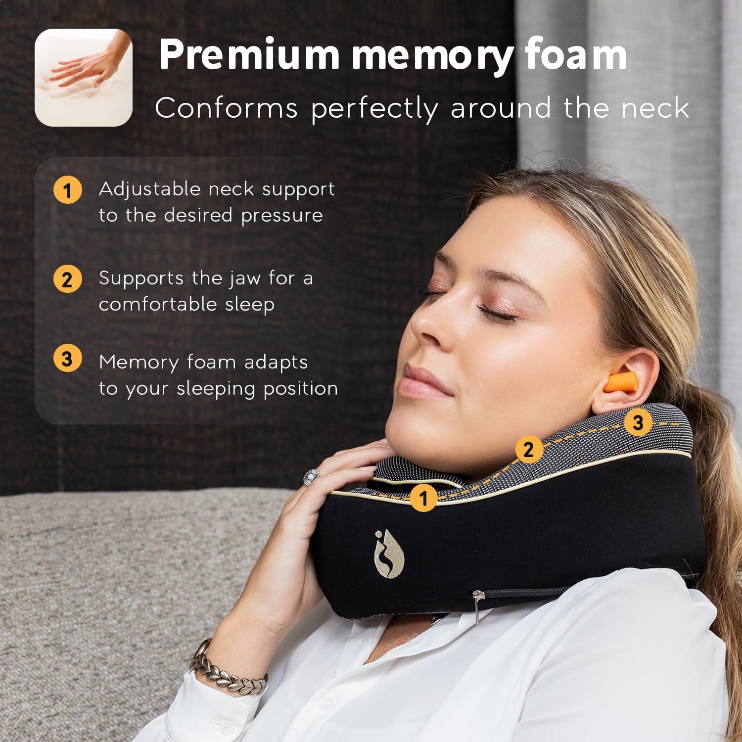 Travel Pillow - Airplane Pillow - Neck Pillow Airplane - Travel Neck Pillow for Airplanes - Airplane Pillow with 360° Memory Foam Neck Support - Travel Pillows for Sleeping