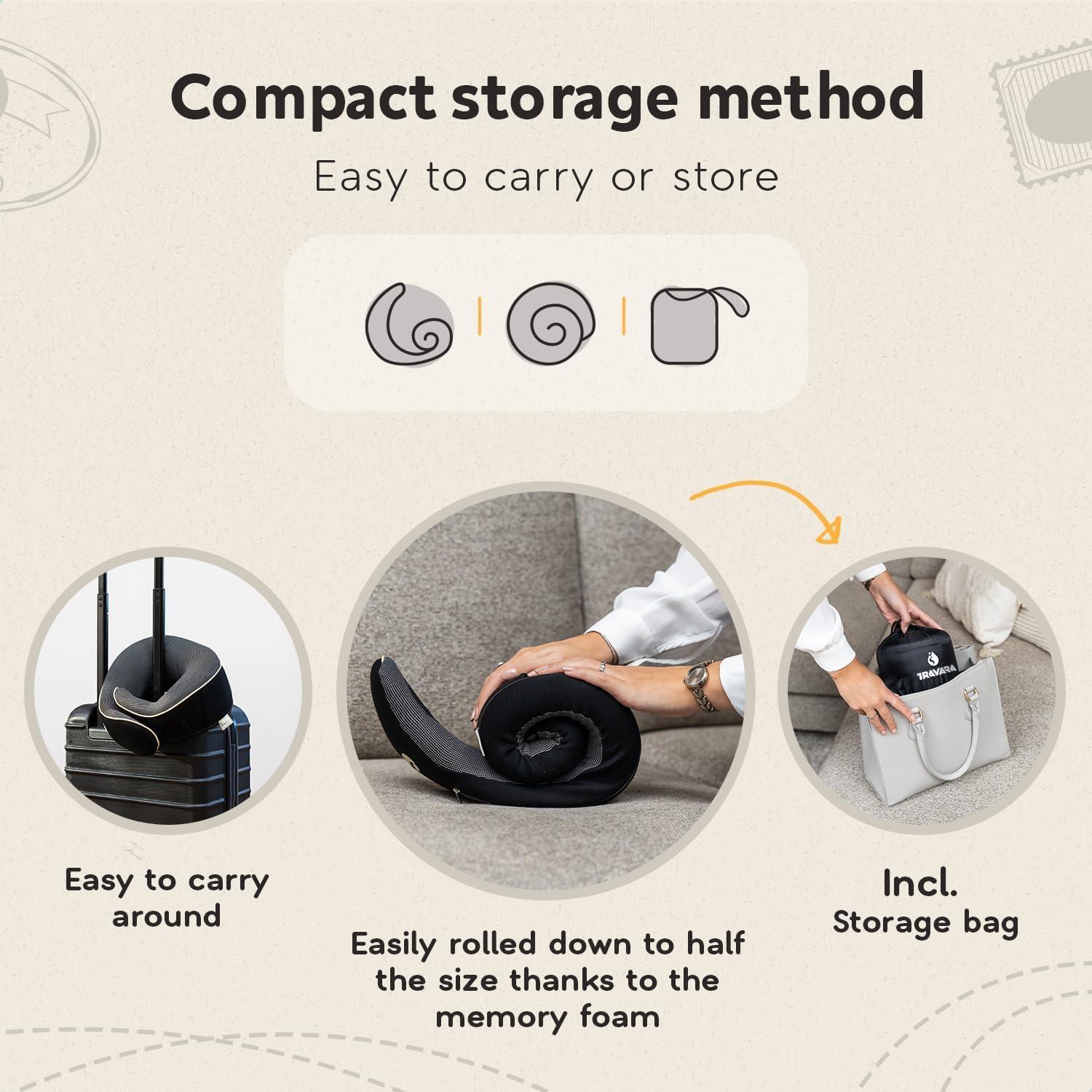 Travel Pillow - Airplane Pillow - Neck Pillow Airplane - Travel Neck Pillow for Airplanes - Airplane Pillow with 360° Memory Foam Neck Support - Travel Pillows for Sleeping