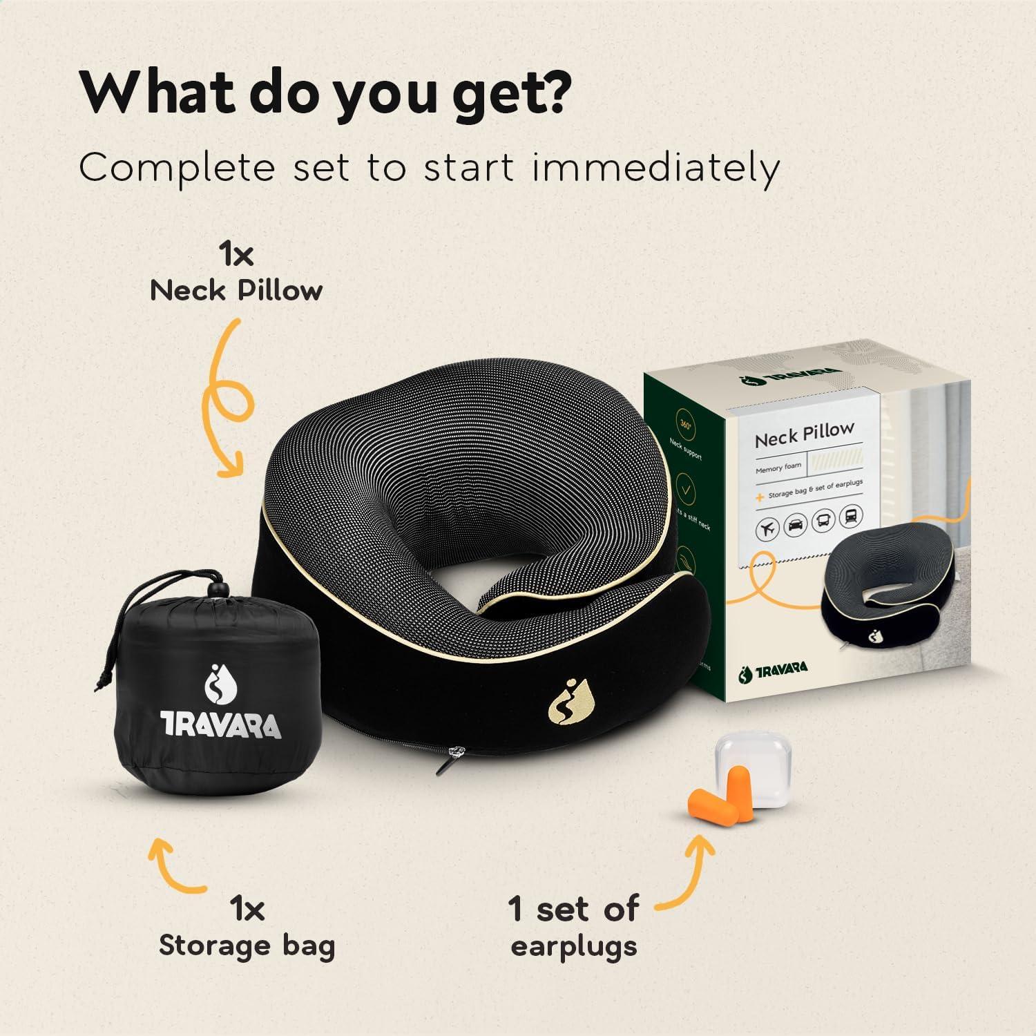 Travel Pillow - Airplane Pillow - Neck Pillow Airplane - Travel Neck Pillow for Airplanes - Airplane Pillow with 360° Memory Foam Neck Support - Travel Pillows for Sleeping