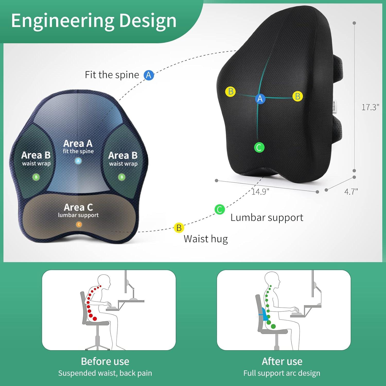 Almohada de Soporte Lumbar Ergonómica Seeknow - Espuma Viscoelástica