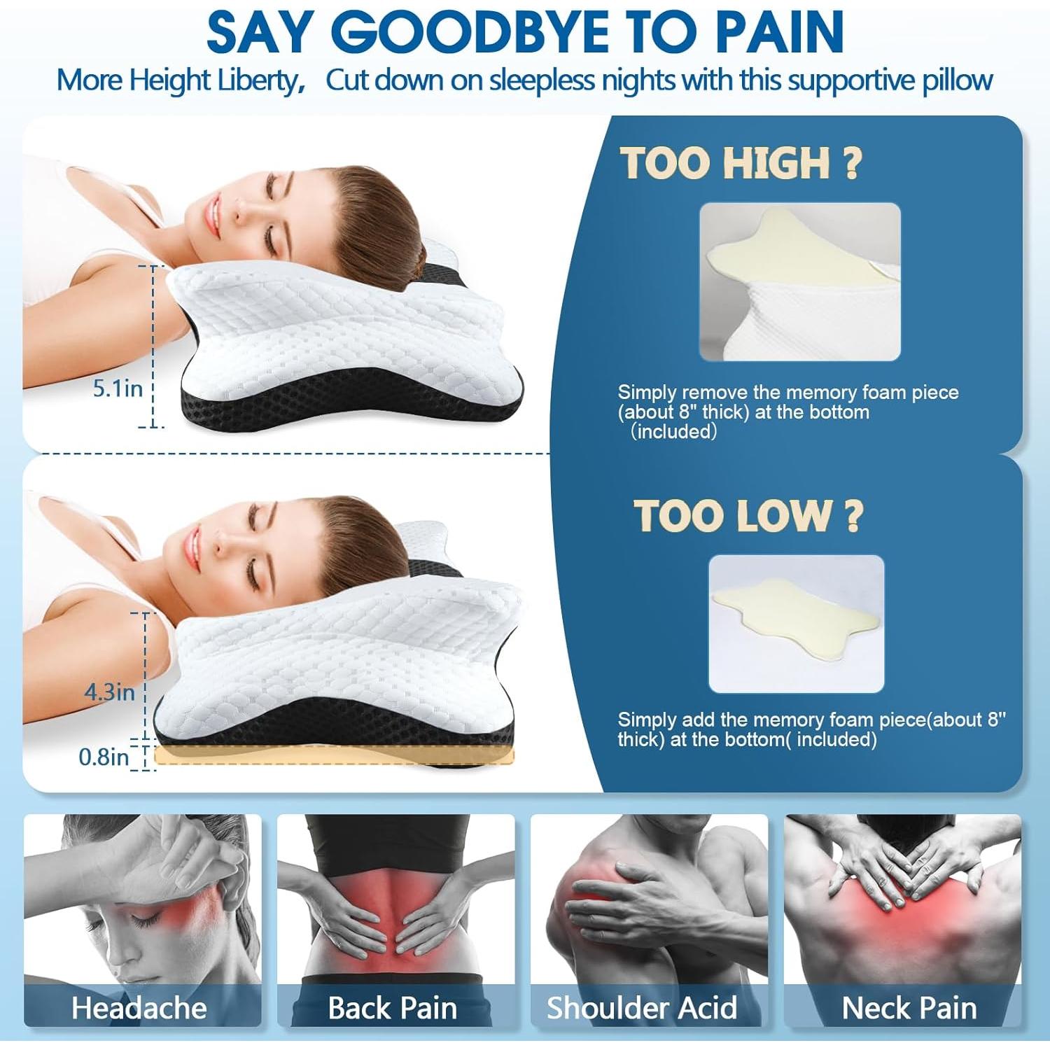 Almohada Cervical Ergonómica CHxxy de Espuma Viscoelástica