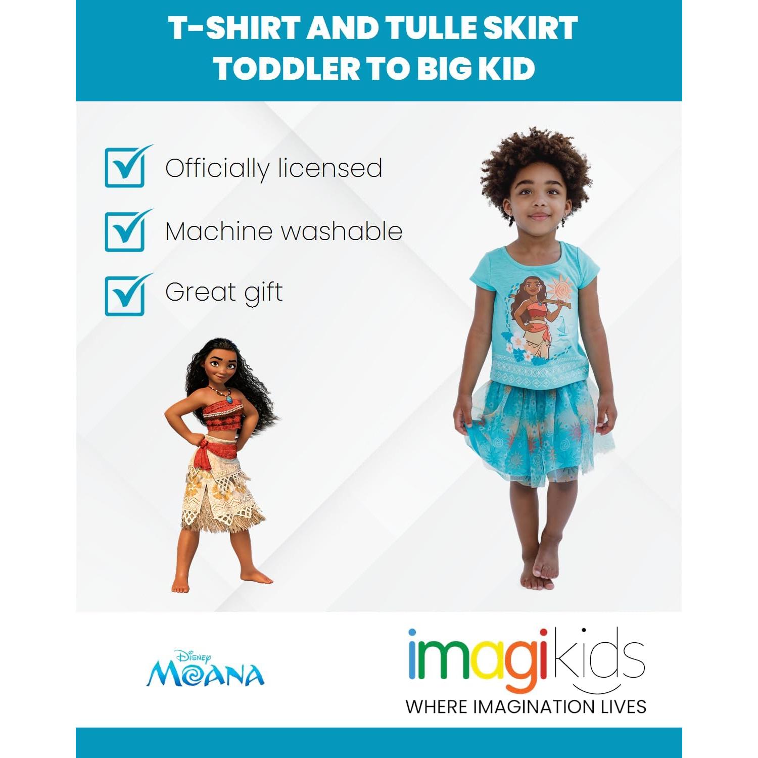 Conjunto camiseta y falda Disney Moana para niñas 2T Aqua